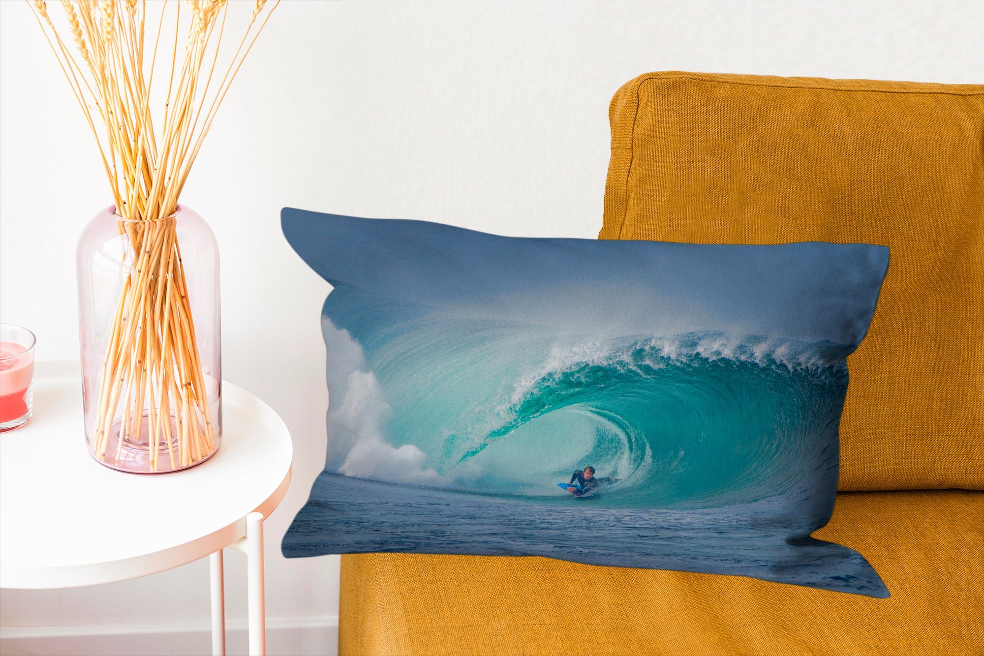 Dekokissen Dekokissen Wohzimmer Surfer Füllung, mit MuchoWow Welle, in Zierkissen, Dekoration, großer Schlafzimmer