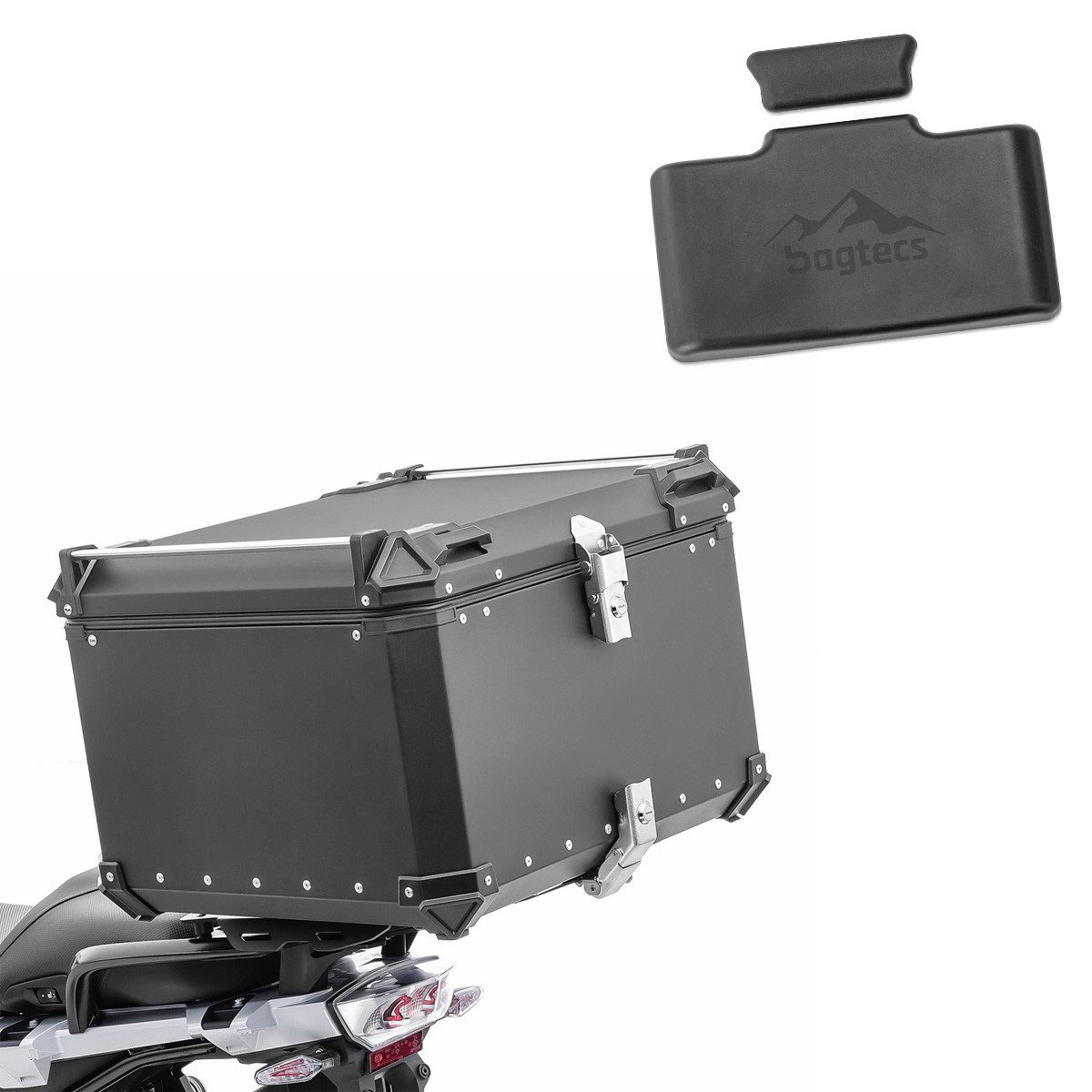 Bagtecs Topcase Set Motorrad Aluminium Topcase 100L + Sozius Rückenpolster RPL # XB100