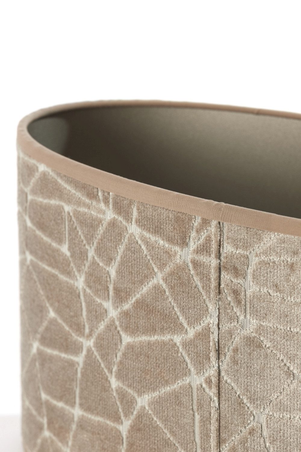 Dirk Davids Leuchten GmbH Lampenschirm Lampenschirm Oval Textil Samt-Optik in Beige Taupe 38-38-19cm – Bild 5 von 5