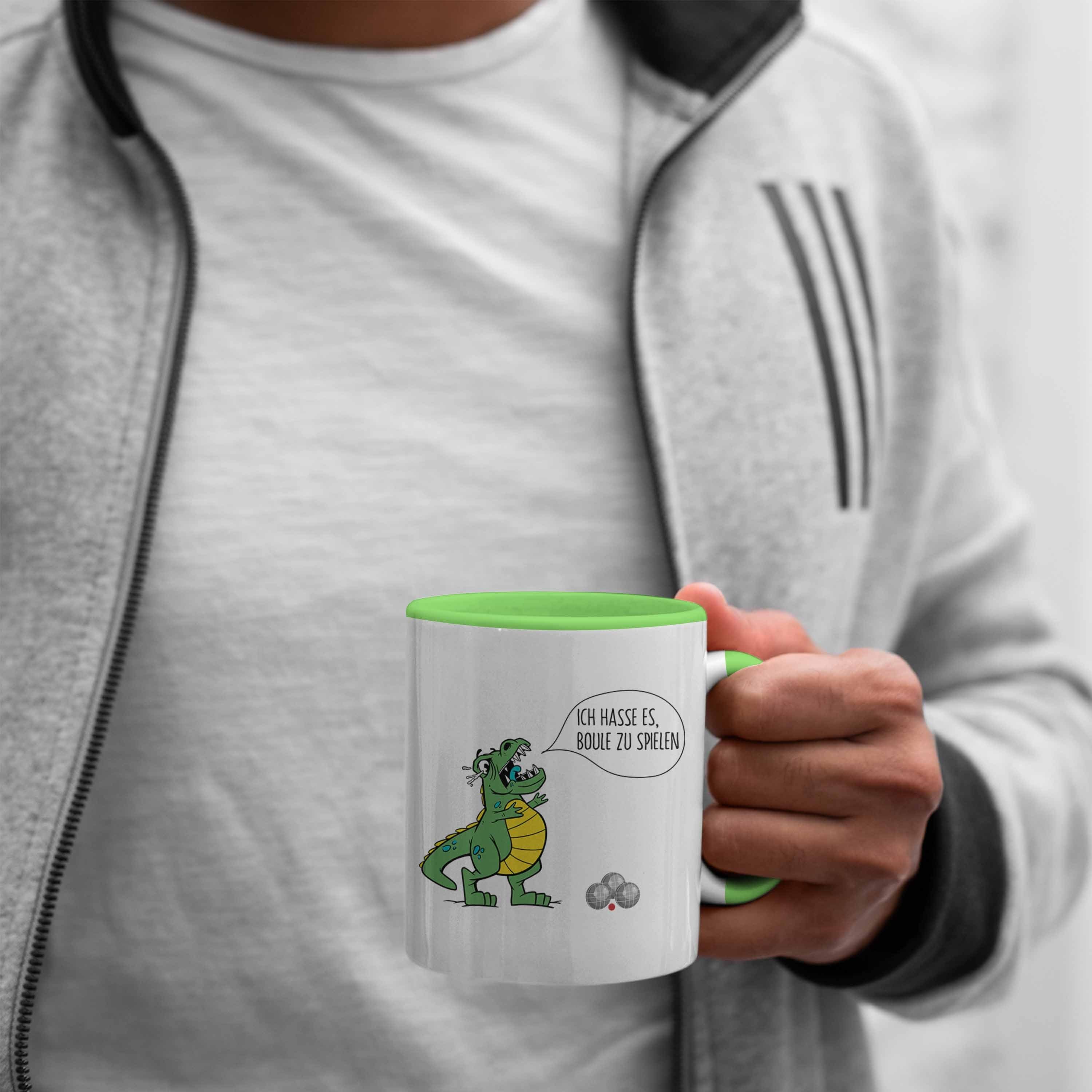 Tasse Geschenk Spruch Dino Boule Geschenkidee Trendation Ich Tasse T-Rex Grün Boule-Spieler