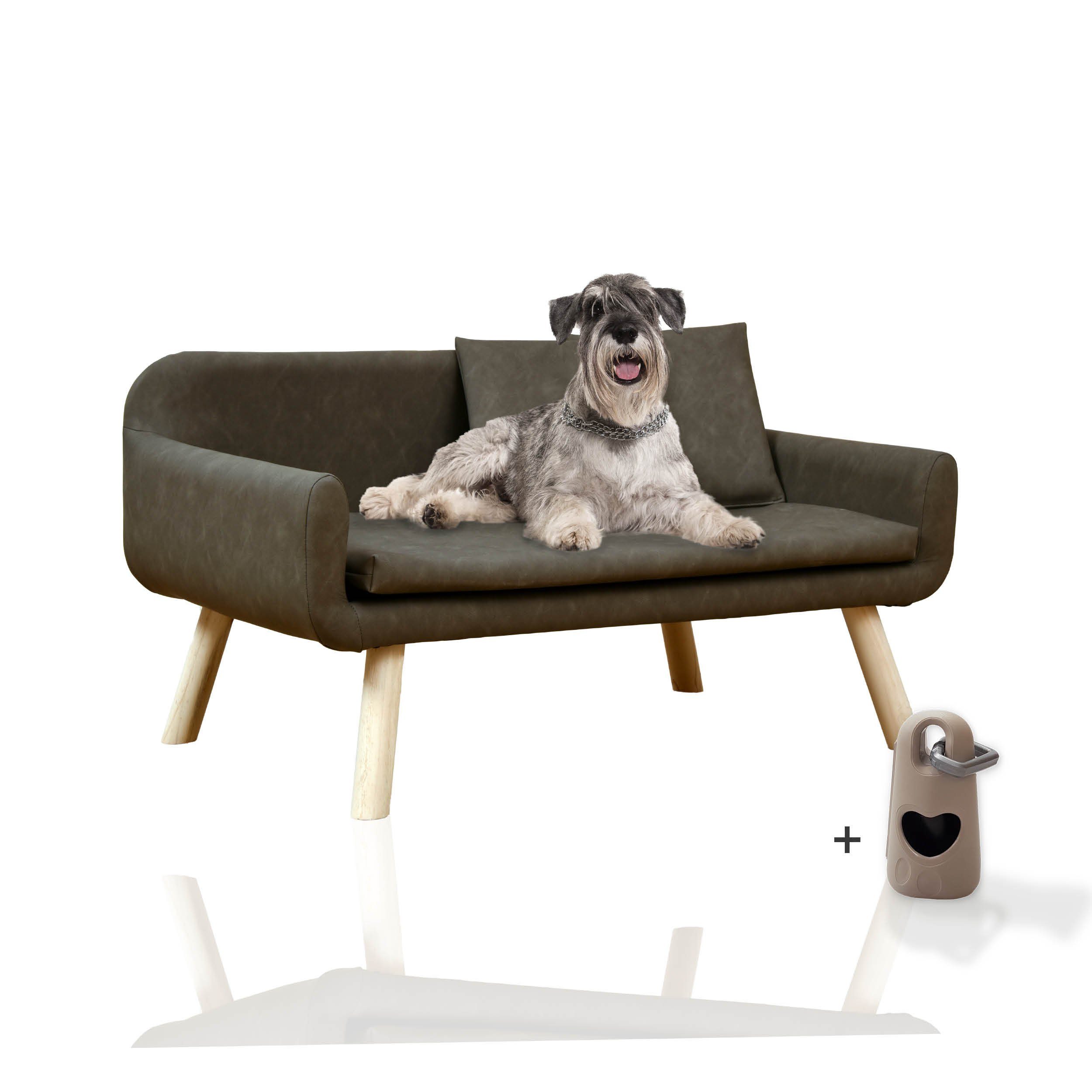 Rohrschneider Tiersofa Hundesofa XL abwaschbar - Braun / Grau - Komfortables Kunstleder