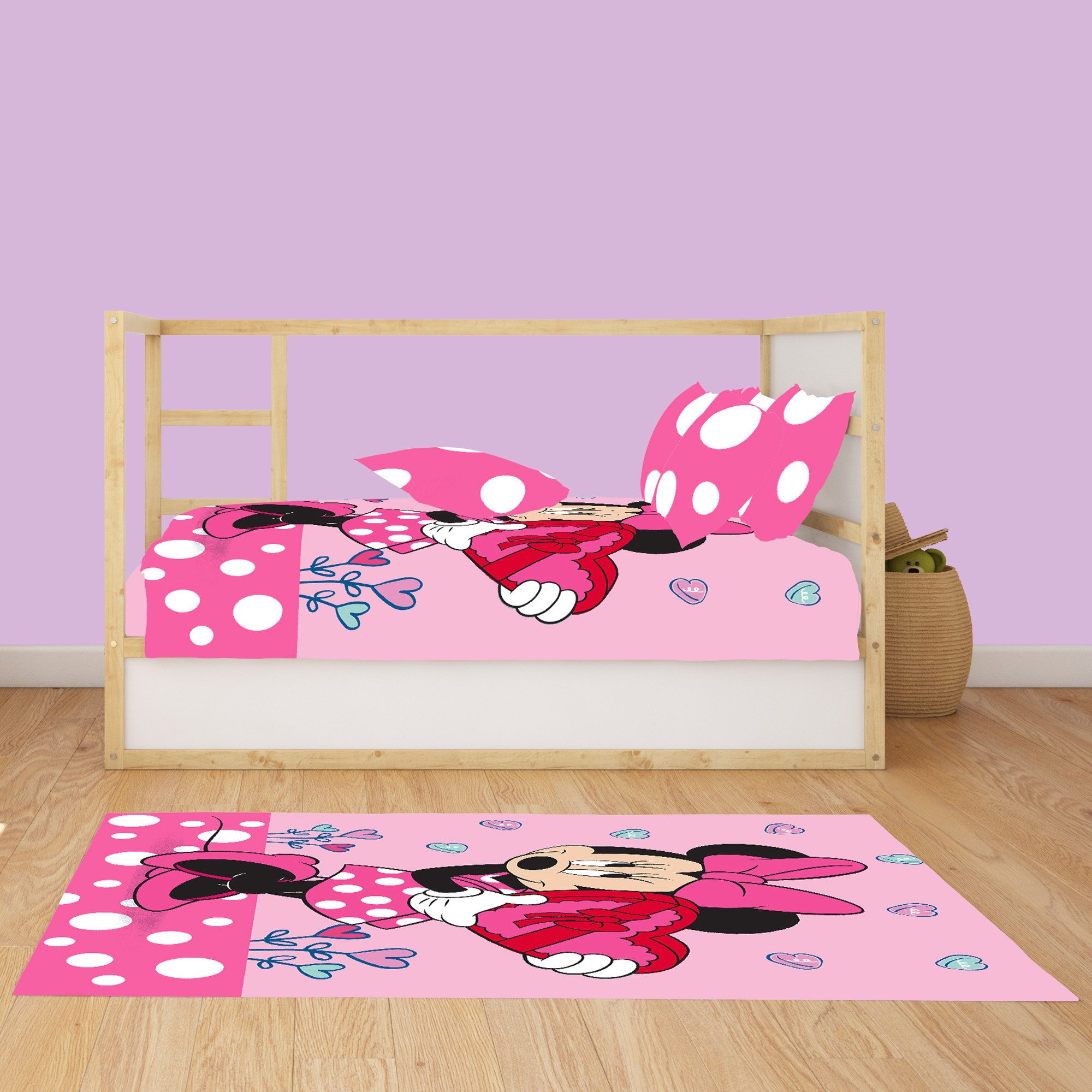 BERONAGE Kinderteppich Minnie Mouse Kinderteppich Herz 100x133 cm Spiel-Teppich, rechteckig, Höhe: 10 mm, rutschfest – Bild 4 von 5