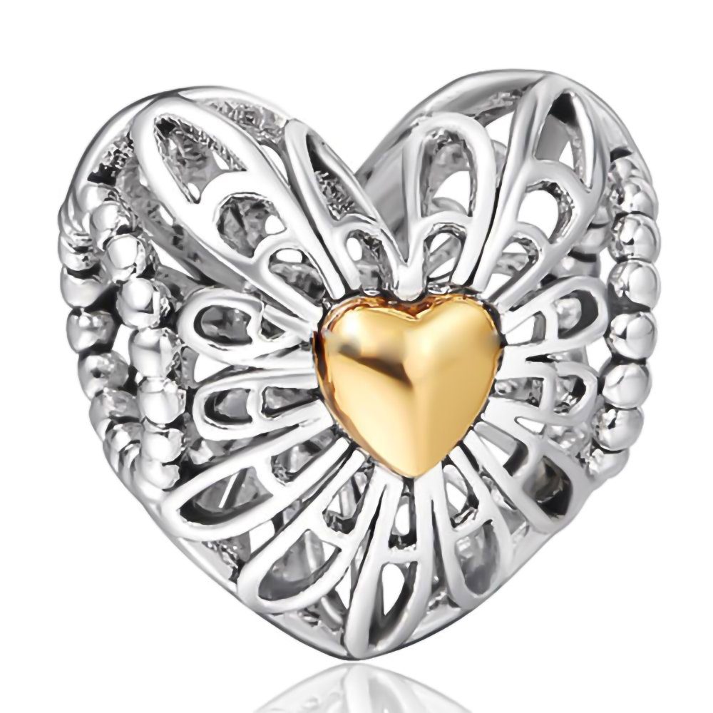 Schmuck-Elfe Bead Herz Romantic, 925 Silber teilvergoldet
