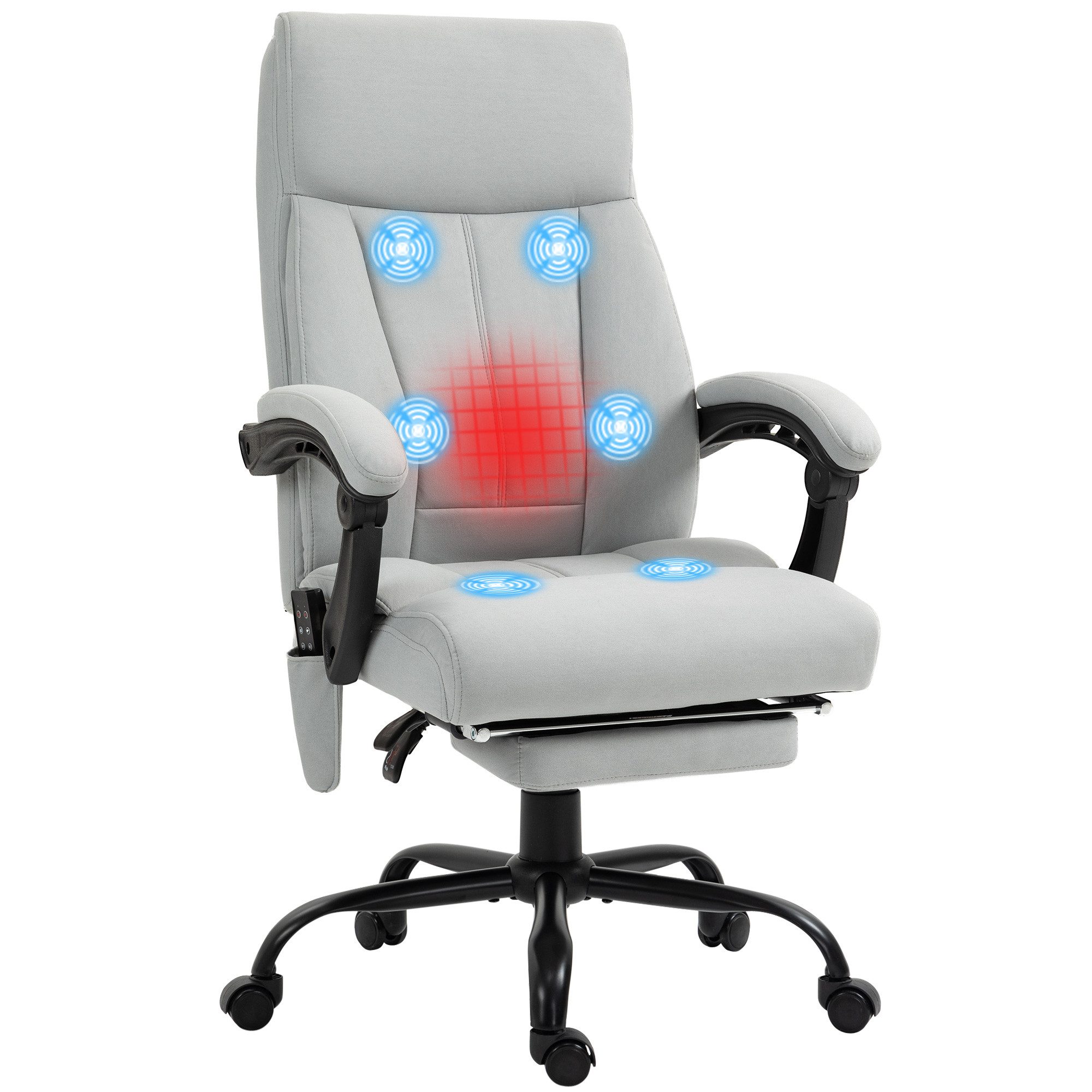 Vinsetto Schreibtischstuhl Bürostuhl mit Wippfunktion, Massagesessel (Chefsessel, 1 St), 120 kg Belastbar, Hellgrau