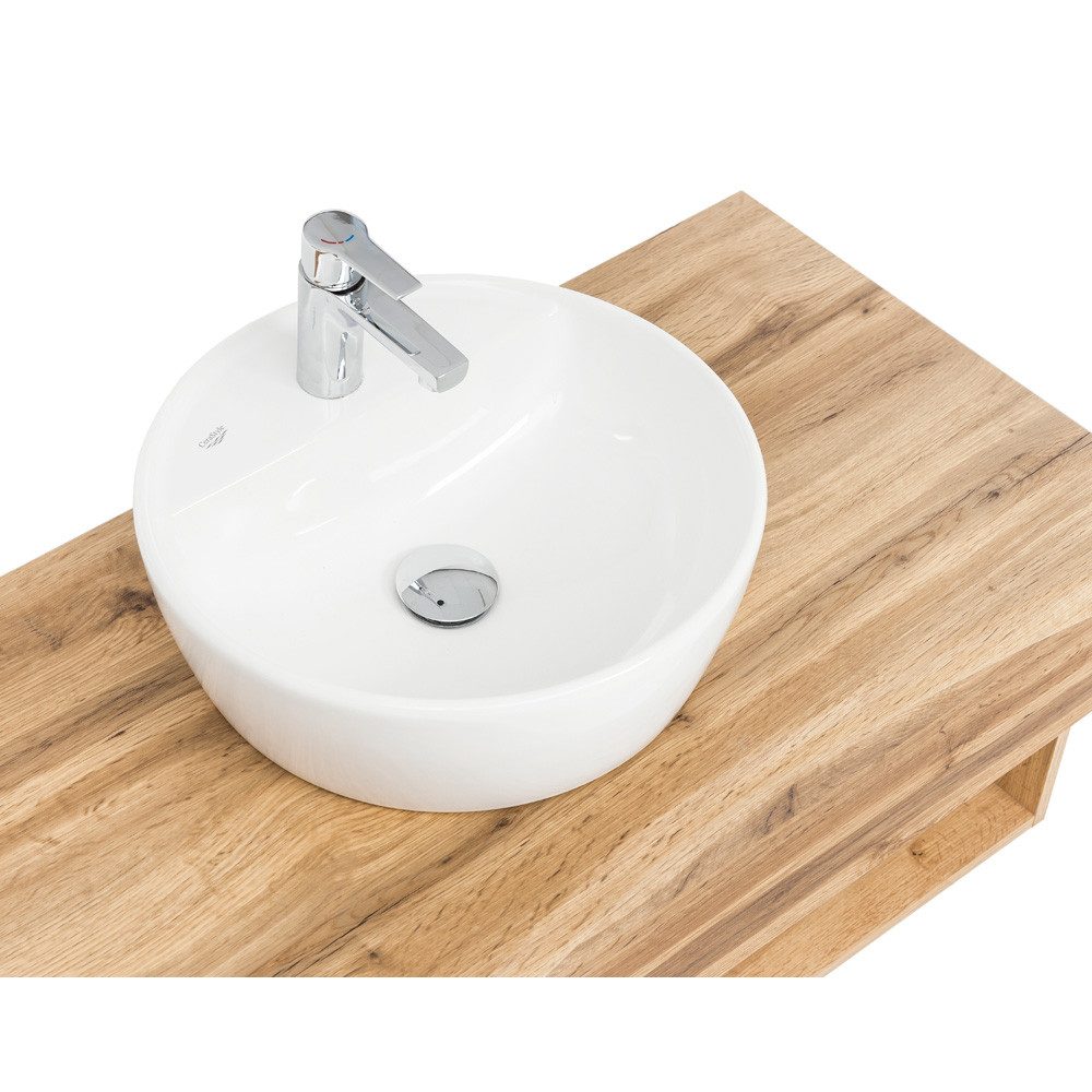 Lomadox VIDAGO-03 washbasin, Wotan oak finish with live edge look top, 101/55/52 cm