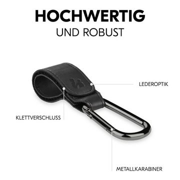 Hauck Wickeltasche Universal Kinderwagen Haken - Schwarz (2-tlg), für Tragetaschen / Wickeltaschen
