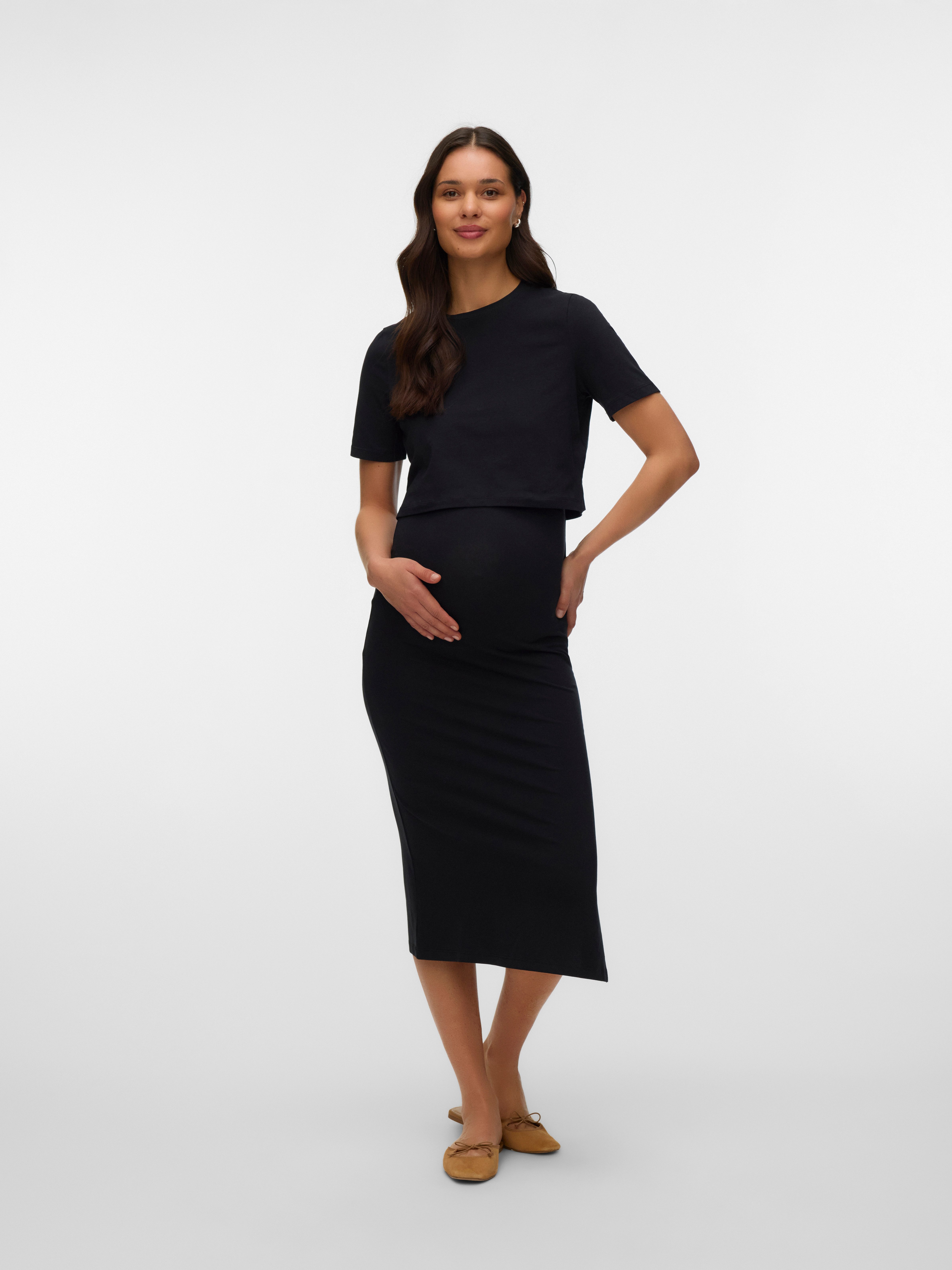 Mamalicious Kurzarmshirt MLKERRIE TOP & SKIRT JRS SET NOOS (Set, 2-tlg) aus Baumwollmischung, lockere Passform, mit Rundhalsausschnitt