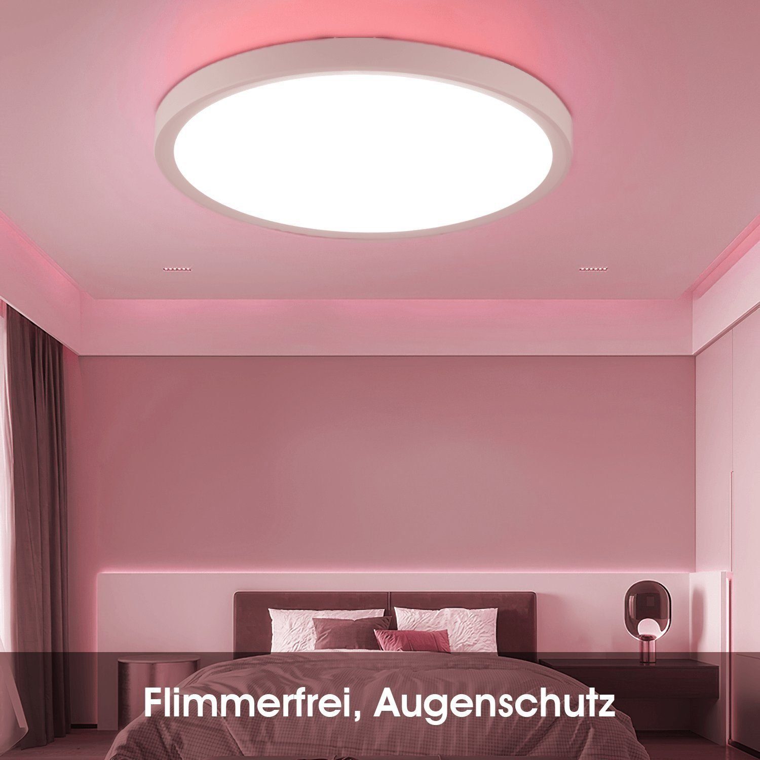 24W mit für Flach RGB, 28W Küche fest Deckenlampe, Deckenleuchte Deckenbeleuchtung, LETGOSPT warmweiß, Dimmbar, (30*30*3CM) naturweiß, integriert, LED RGB tageslichtweiß, RGB Schlafzimmer Wohnzimmer Fernbedienung Rund LED Hintergrundbeleuchtung