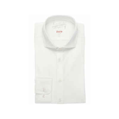 Hatico Langarmhemd weiß slim fit (1-tlg)