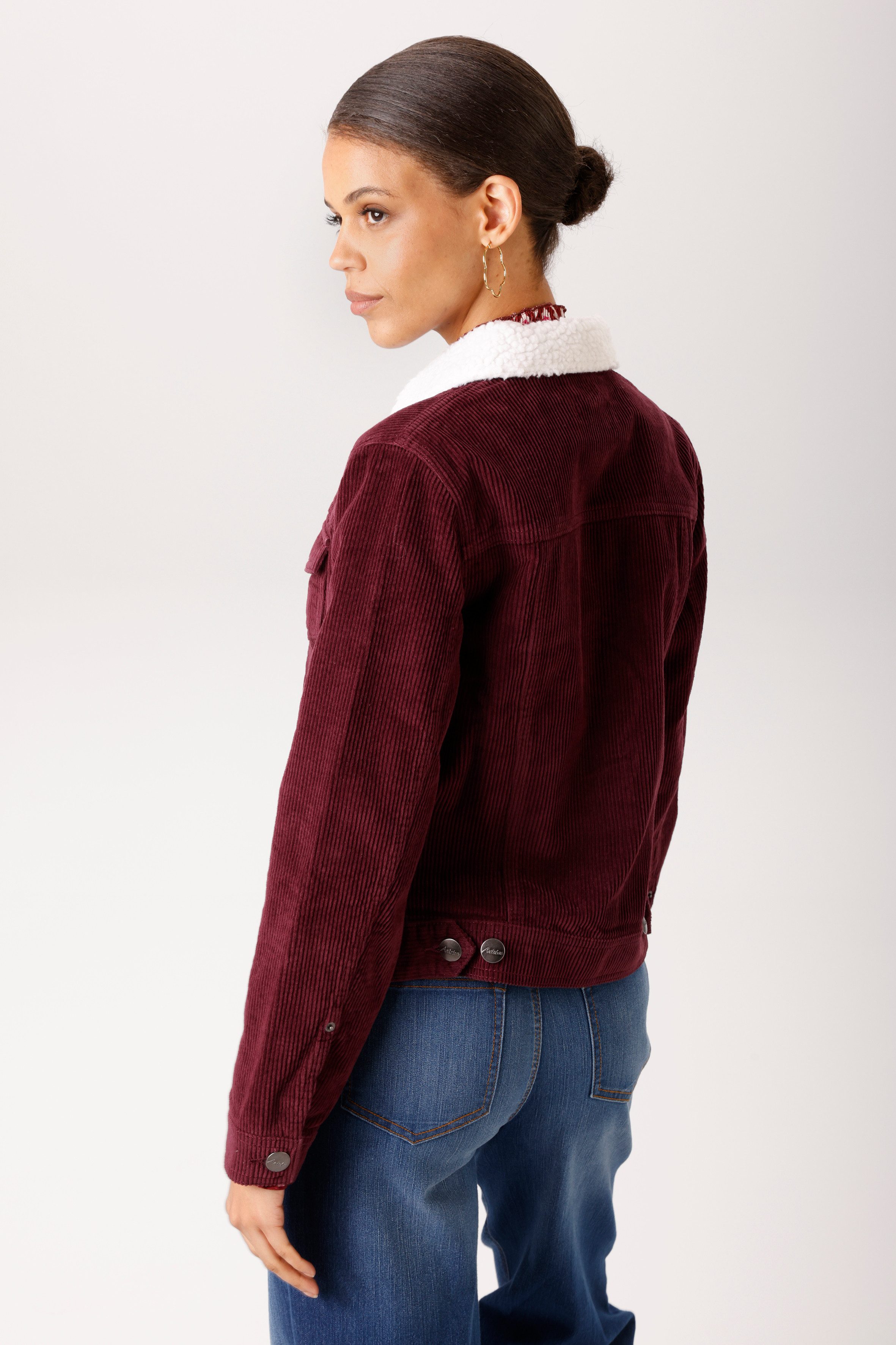 Aniston CASUAL Cordjacke mit weichem Teddy-Plüsch am Kragen - NEUE KOLLEKTION – Bild 2 von 5