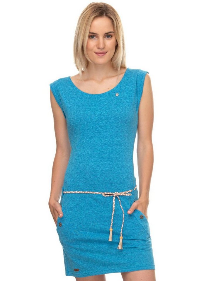 Ragwear Shirtkleid »TAG« (2-tlg., mit Bindegürtel) mit Melange-Optik in blau