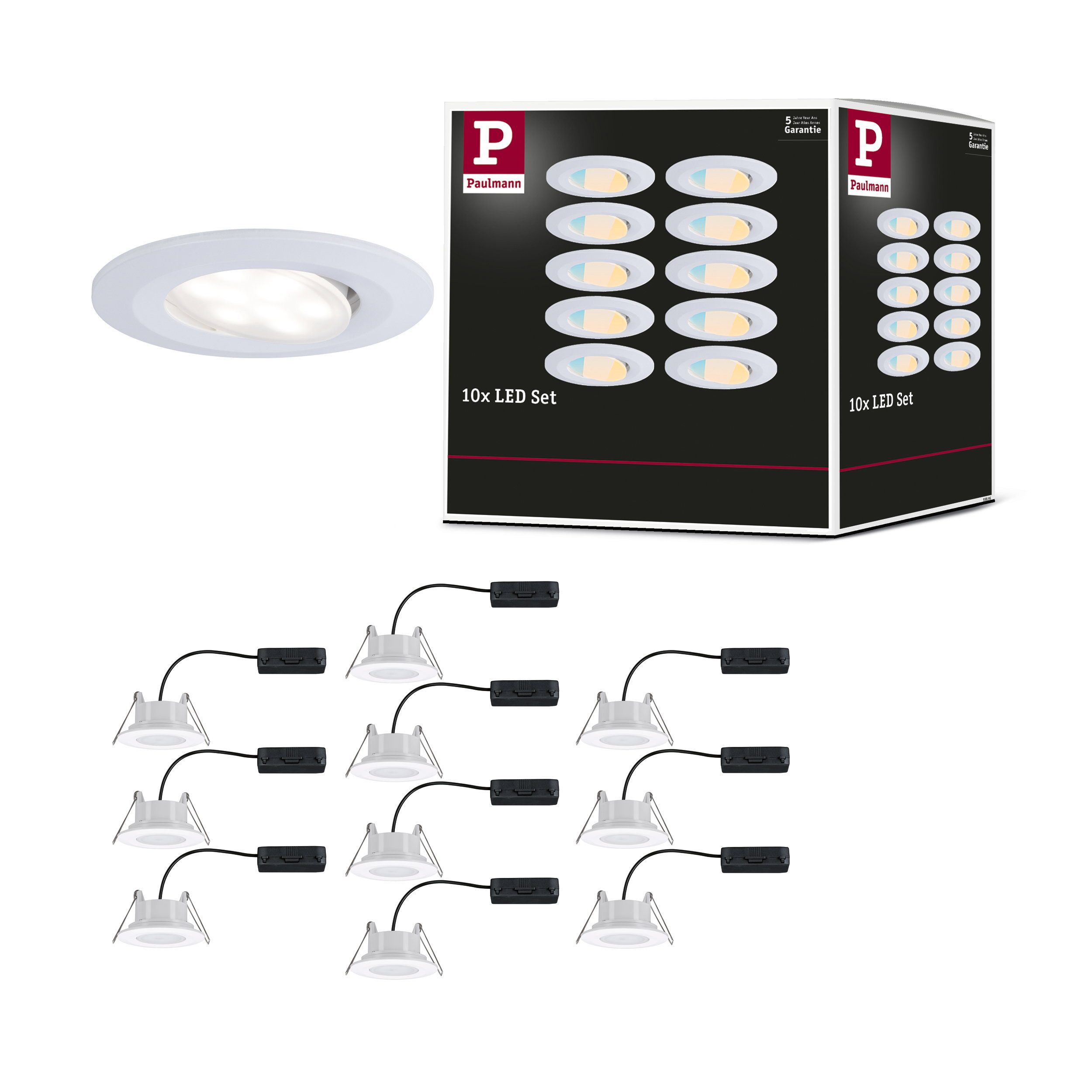Paulmann LED Wandleuchte LED Einbauleuchte Calla 10er-Set IP65 rund 90 mm 30° 10x5W 10x430lm 23