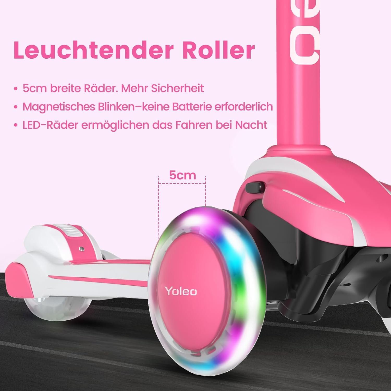 YOLEO Scooter Faltbarer Kinderoller Kinderscooter Dreiradscooter ab 3 Jahre