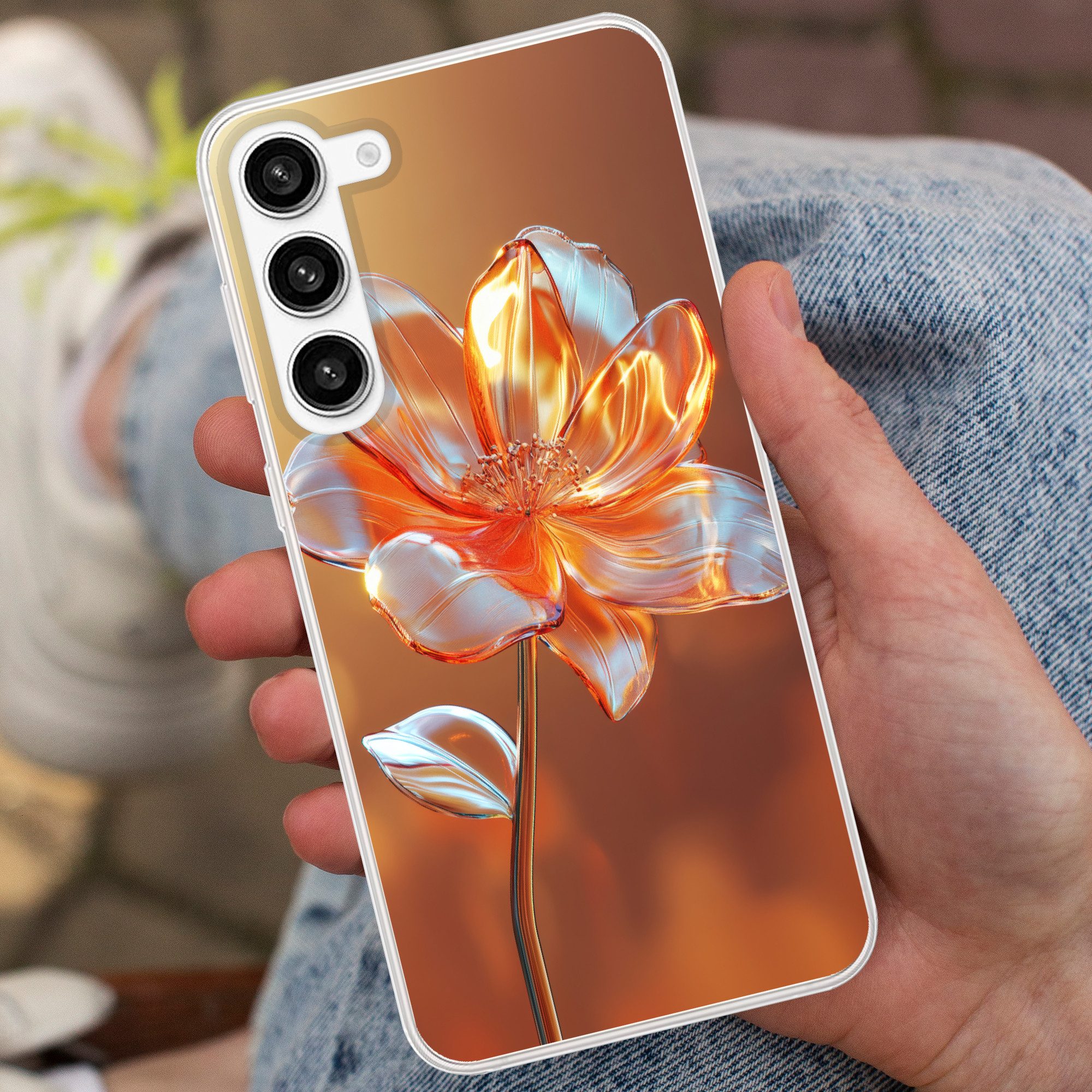 MuchoWow Handyhülle für Samsung Galaxy S23 Plus Gläser - Blume - Sonnenlicht, Phone Case, Silikon, Schutzhülle Dünn