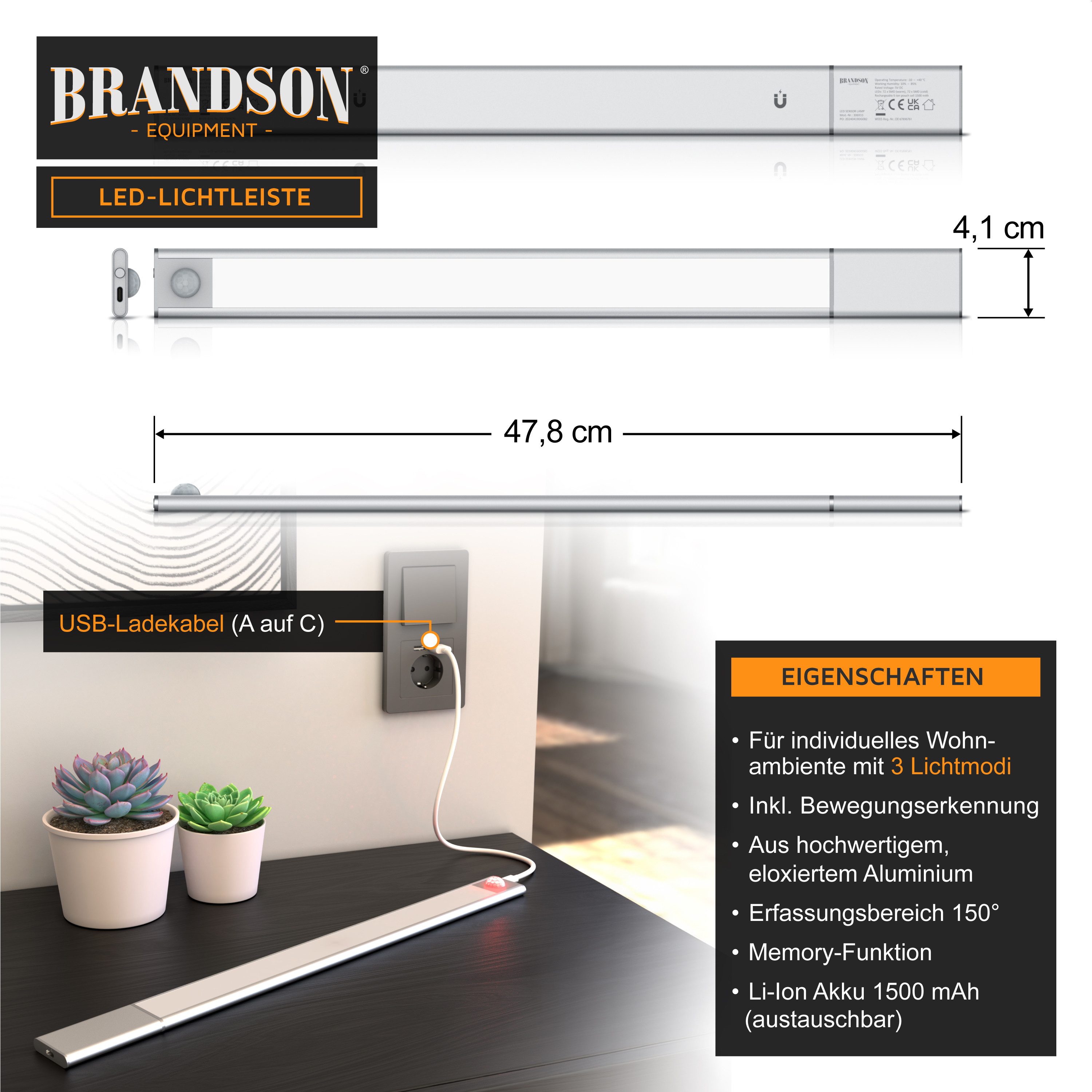 Brandson Unterschrankleuchte Nachtlicht mit Bewegungsmelder digital, Unterb günstig online kaufen