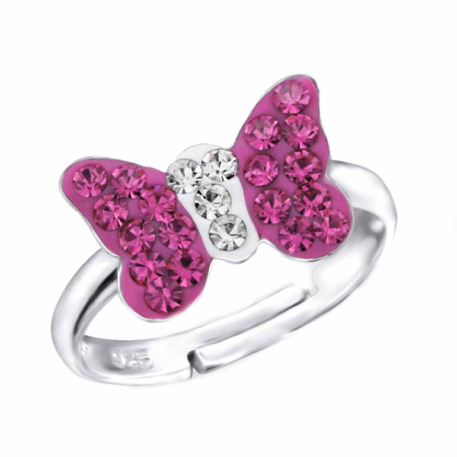 Ring Silber, Kinderschmuck Schmetterling Geschenk Silberring 925 Pink schmuck23 Kinder Fingerring Damen Mädchen