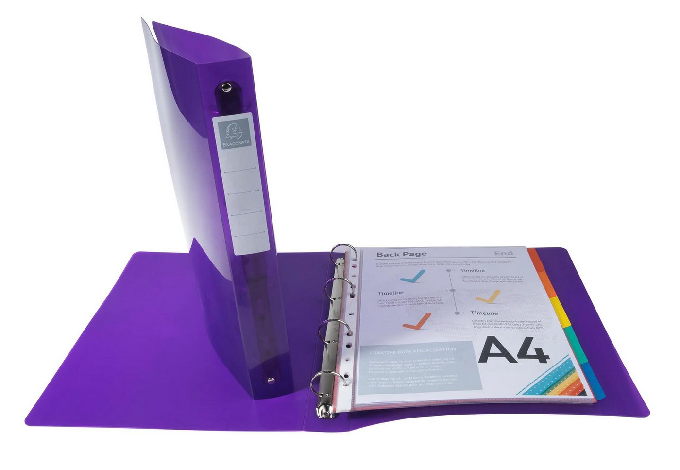 Thumbnail - EXACOMPTA Ringbuchmappe 10x mittelfestes Ringbuch 4 Ringe PP 700µ PP- A4 Maxi Violett 51776E, PP Ringbücher