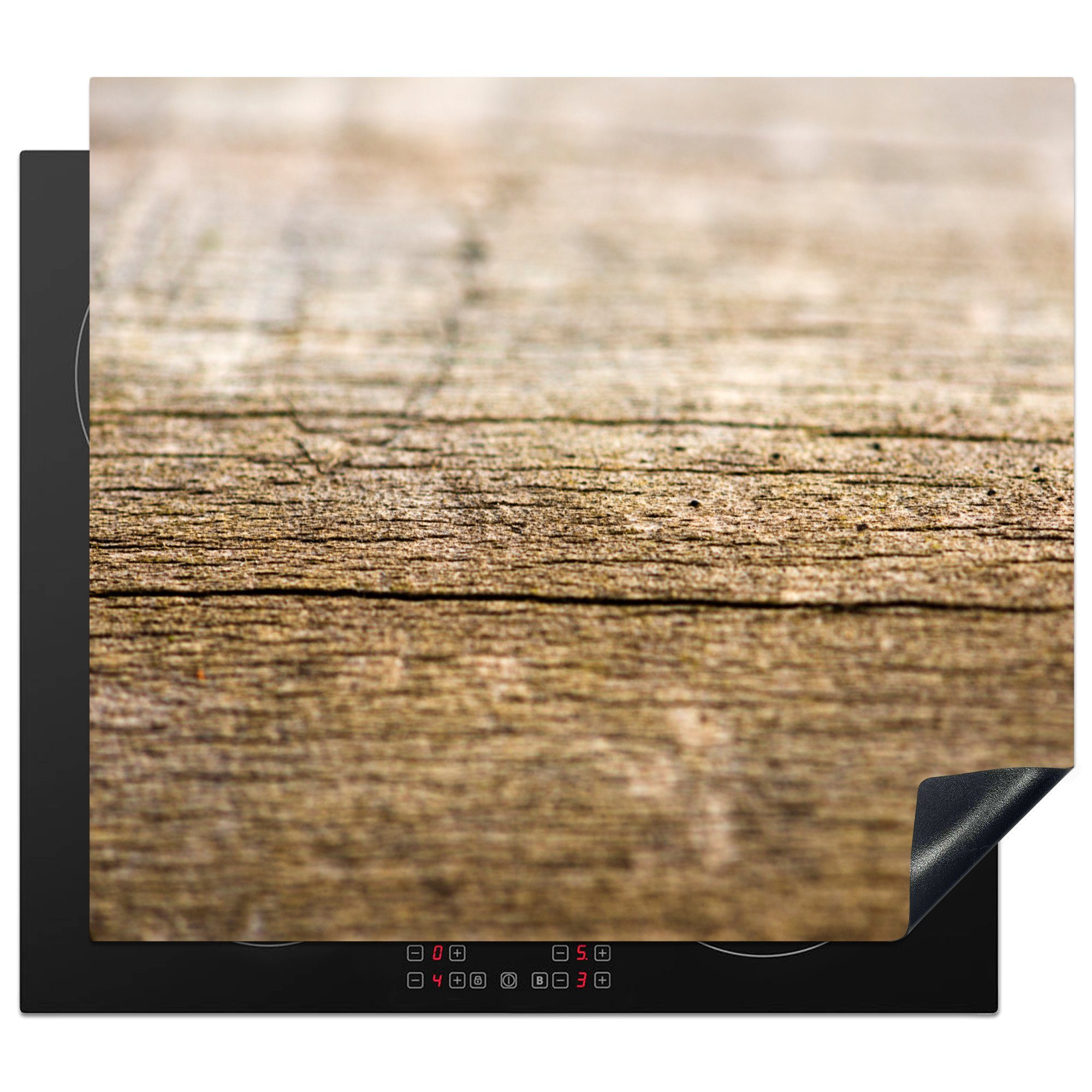MuchoWow Herdblende-/Abdeckplatte Aufbau eines Holzbretts, Vinyl, (1 tlg), 59x52 cm, Ceranfeldabdeckung für die küche, Induktionsmatte