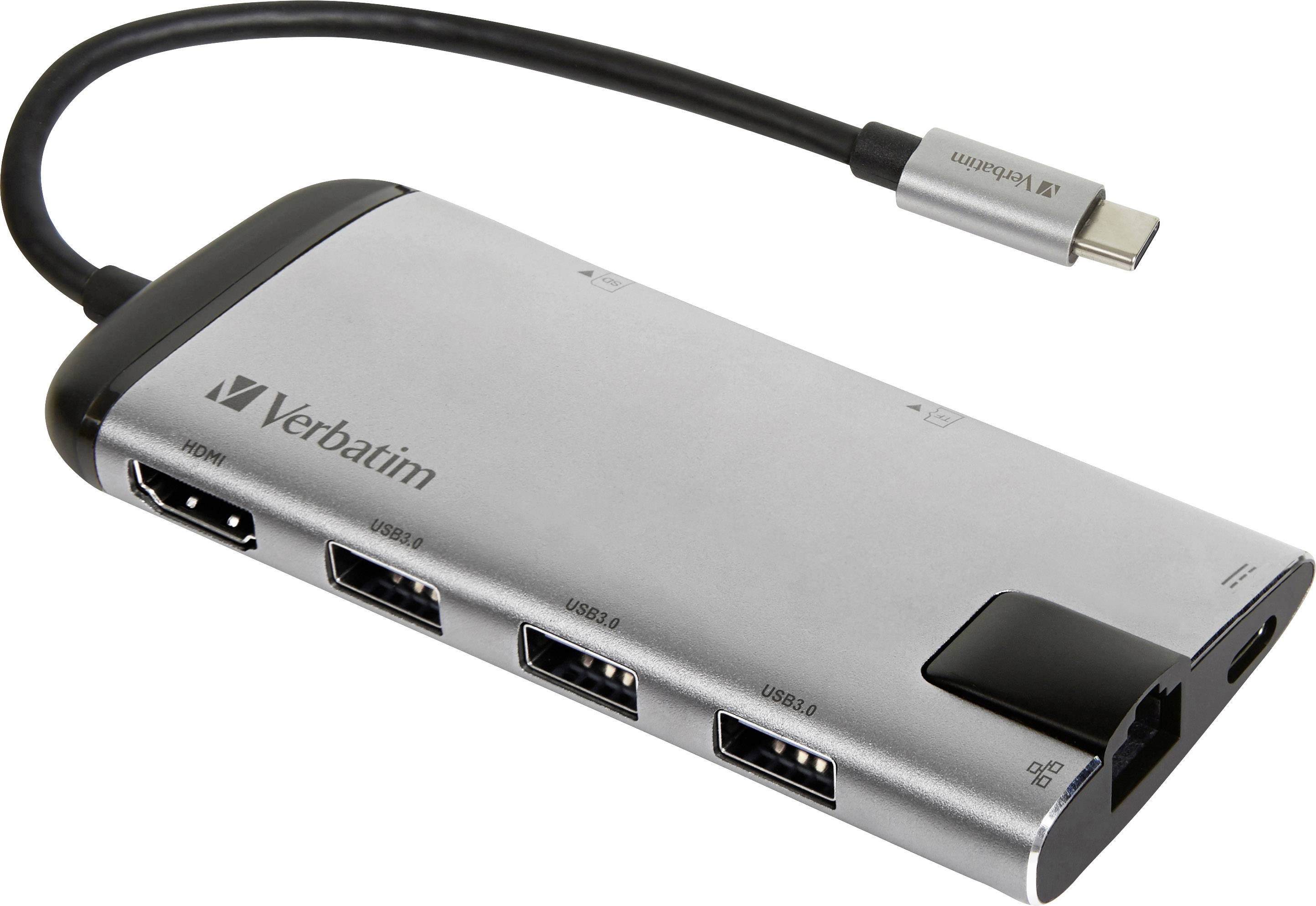 Verbatim VERBATIM USB-C Verbatim Adapter USB 3.1 GEN 1/ USB 3.0 x 3 HDMI RJ45 Computer-Kabel
