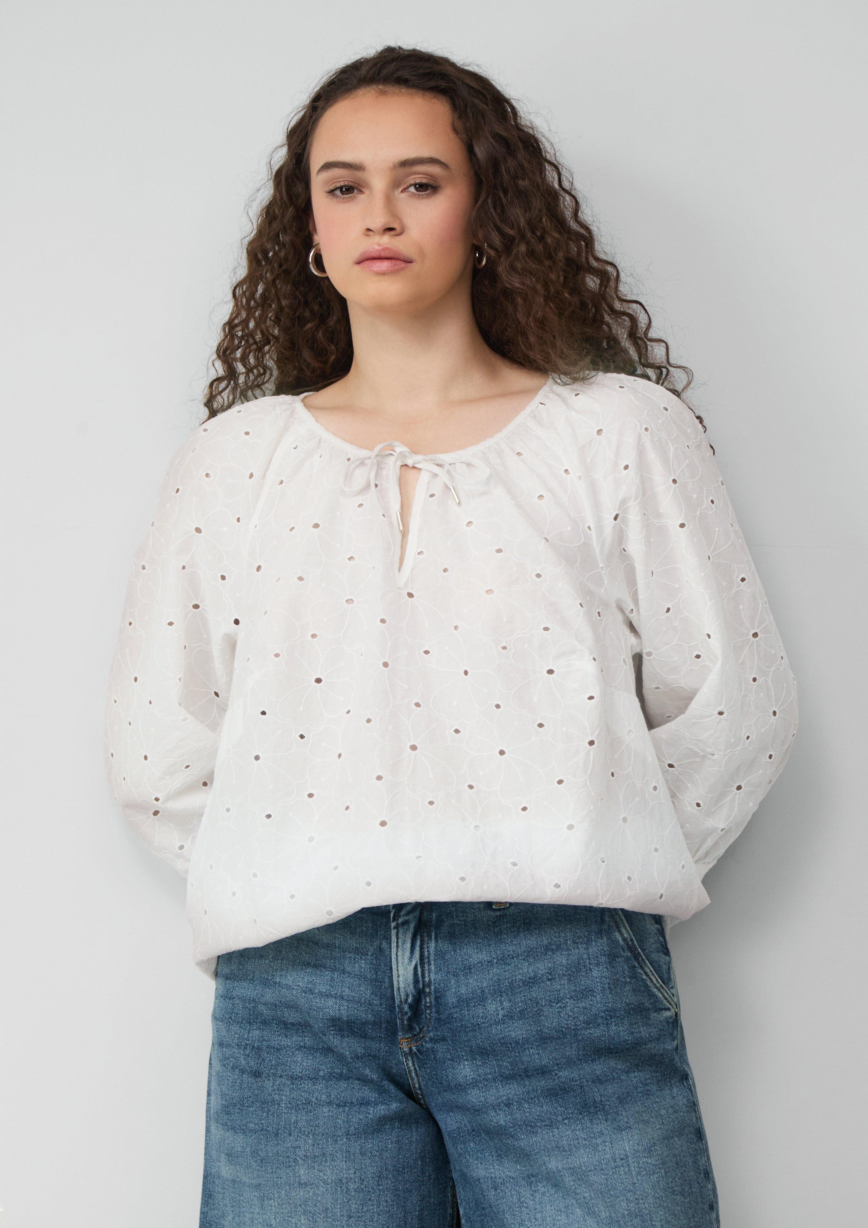 Langarmbluse Bluse mit Raffung