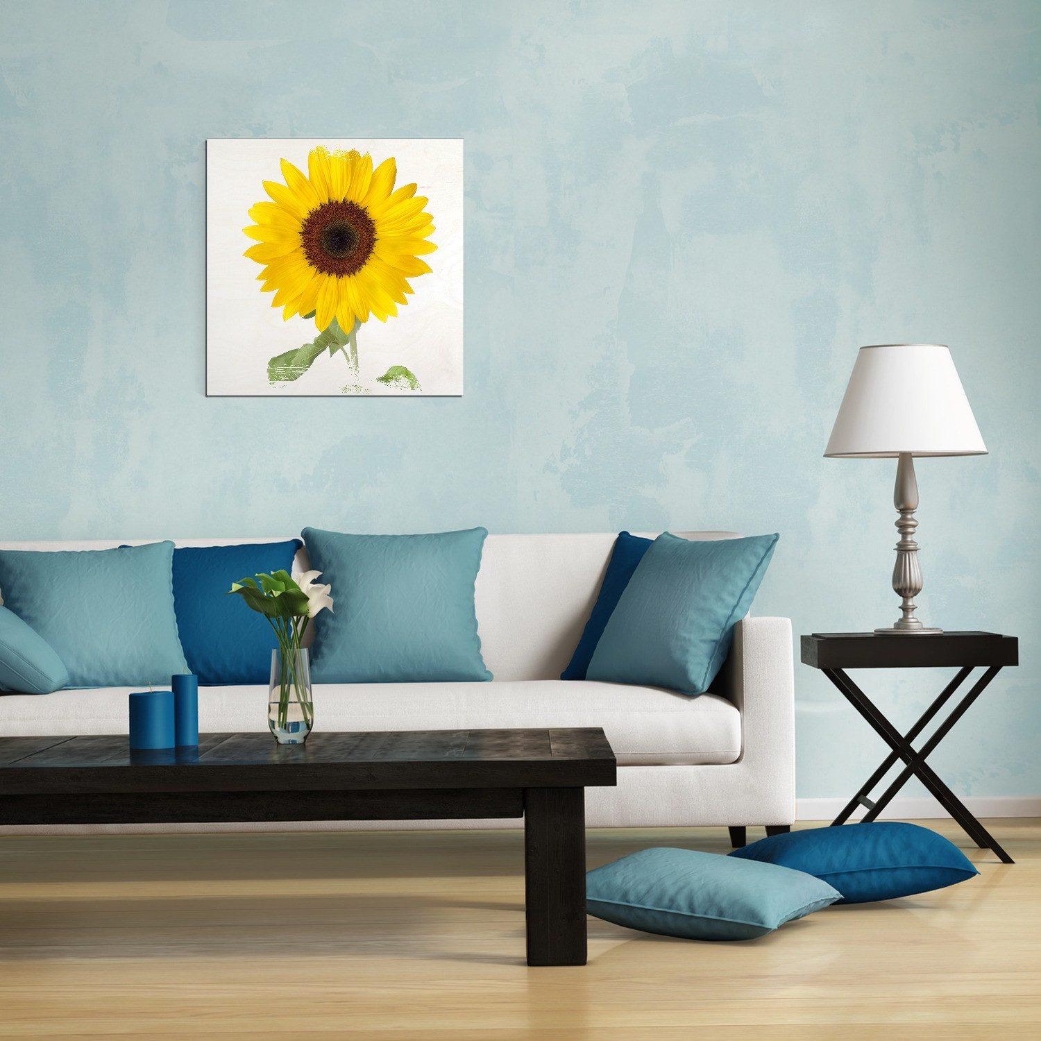 Wallario Holzbild, Sonnenblume, in verschiedenen Ausführungen