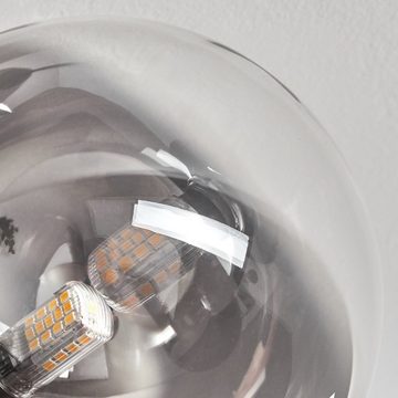 hofstein Deckenleuchte Deckenlampe aus Metall/Glas in Schwarz/Rauchfarben/Klar, ohne Leuchtmittel, Leuchte mit Schirmen aus Glas (15 cm), 6 x G9, ohne Leuchtmittel