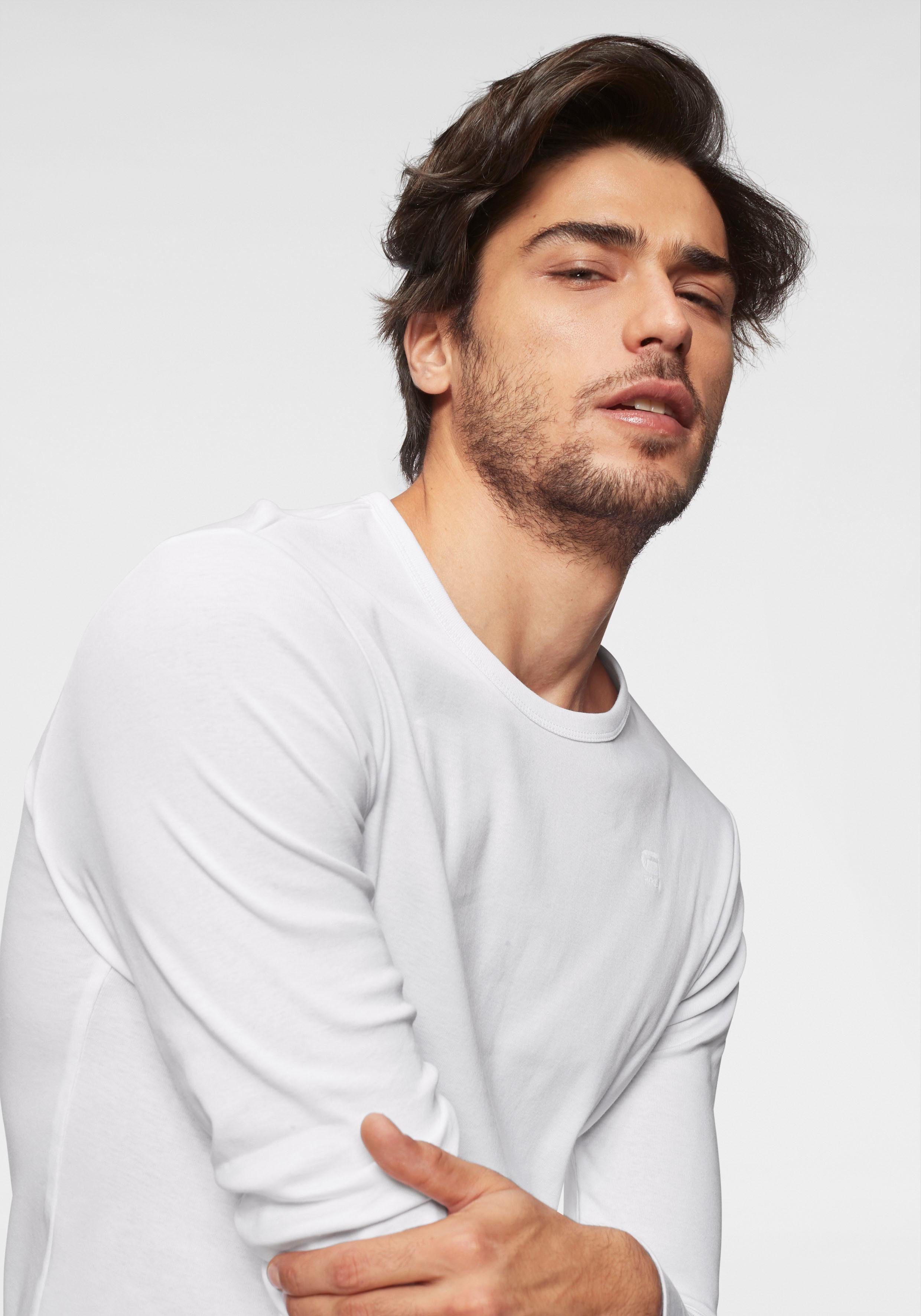 G-Star RAW aus weiß Baumwollqualität Langarmshirt Basic-Artikel hochwertiger blickdichter