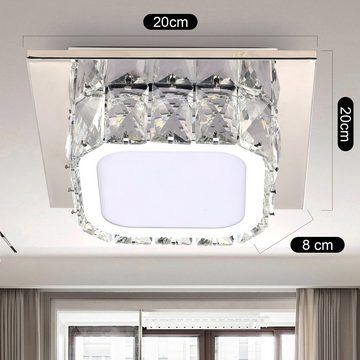 oyajia LED Deckenleuchte 16W Luxus LED Deckenlampe, Moderne Kristall Kronleuchter Lampe, LED fest integriert, Kaltweiß, LED Deckenleuchte 20x20x8cm, für Flur, Esszimmer, Wohnzimmer, Hotel