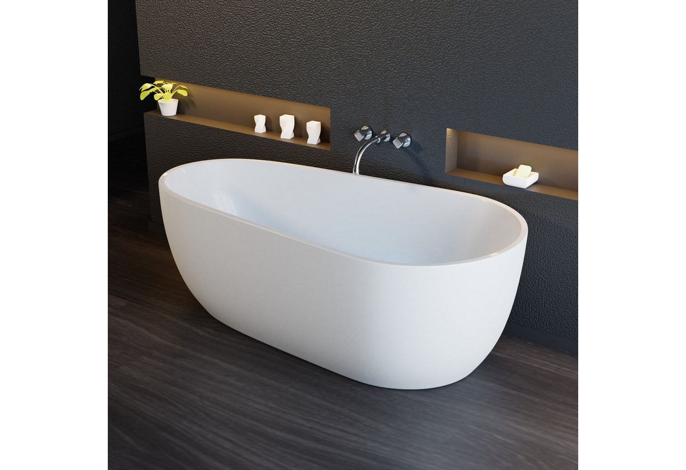 Thumbnail - TroniTechnik Badewanne Freistehende Badewanne DIA, 170 x 80 x 58cm (L x B x H), (vormontiert, aus hochwertigem Sanitärac...
