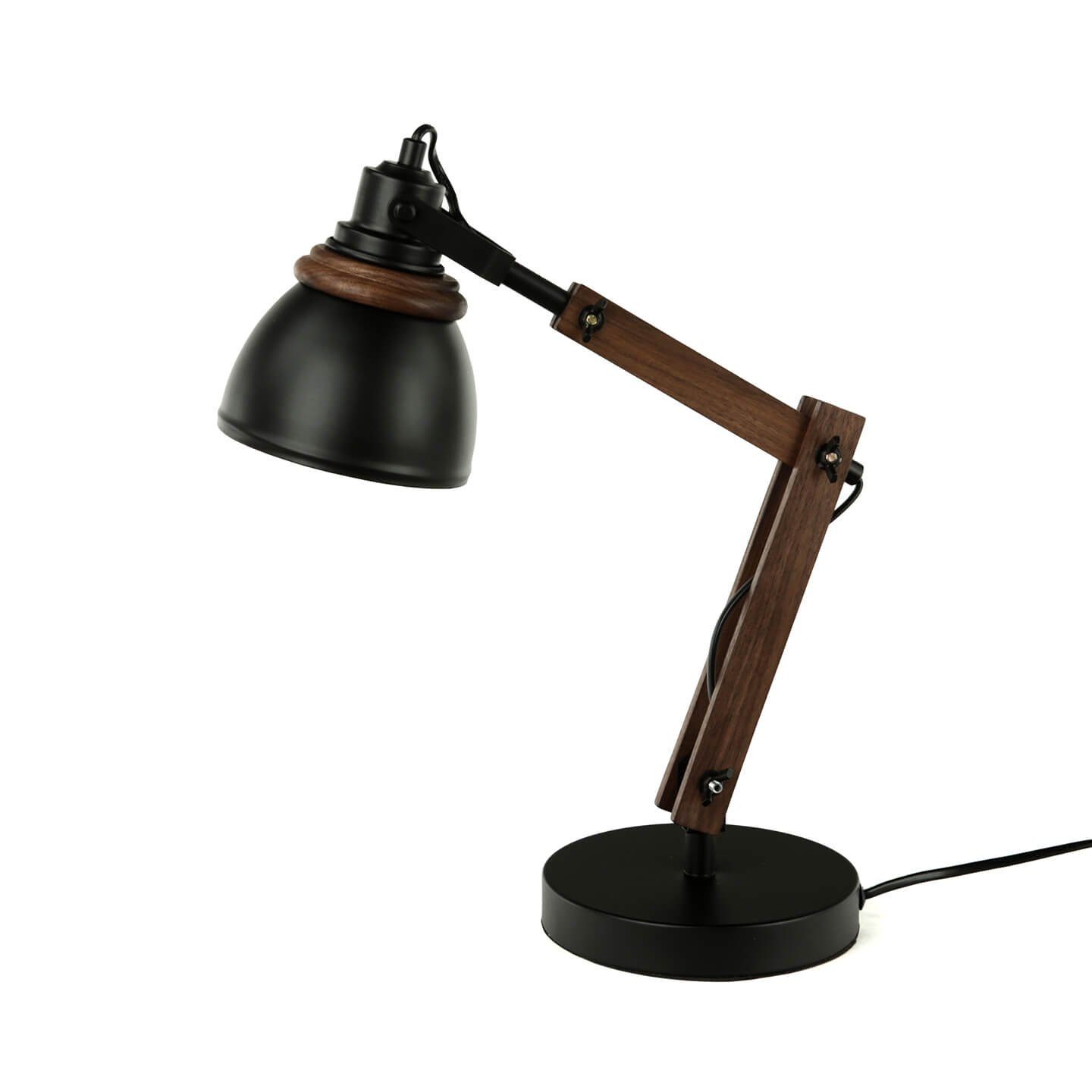 ohne Schreibtischlampe verstellbar Metall Tischlampe NOAH, Schreibtisch Licht-Erlebnisse Leuchtmittel, Holz Retro