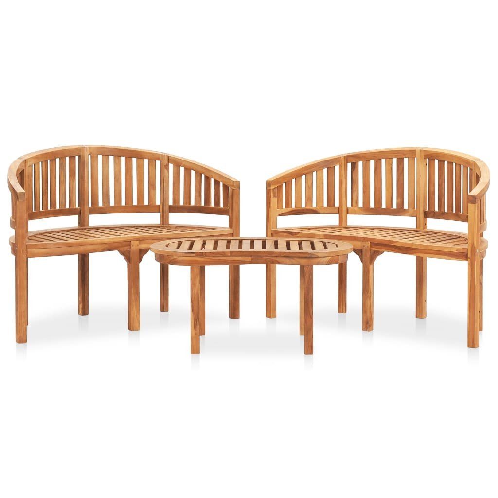 vidaXL Gartenlounge-Set 3-tlg. Garten-Lounge-Set Massivholz Teak, (1-tlg)