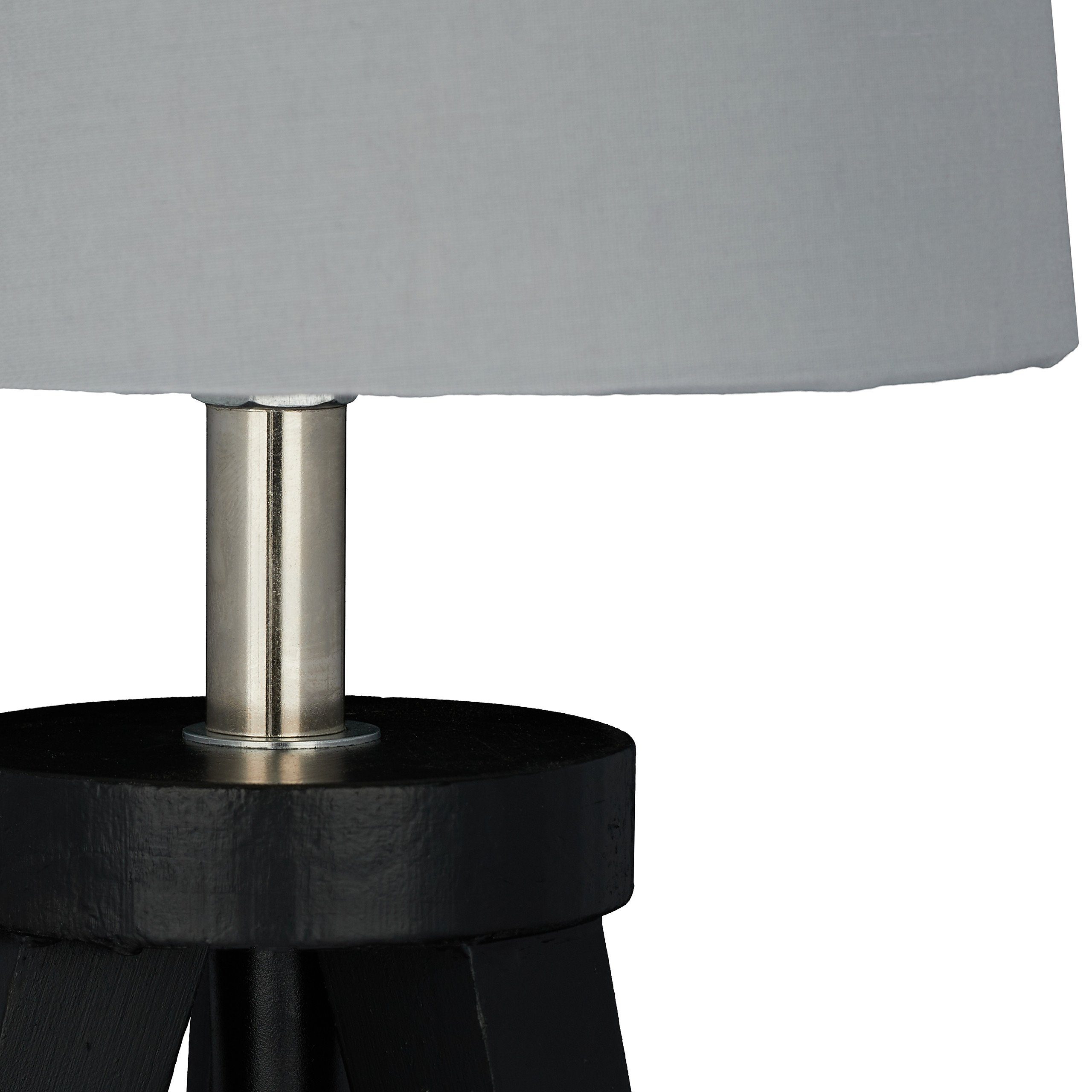 Tischlampe Nachttischlampe Dreibein Schwarz/Grau relaxdays