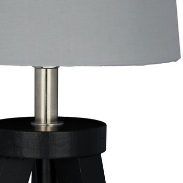 relaxdays Nachttischlampe Tischlampe Dreibein Schwarz/Grau
