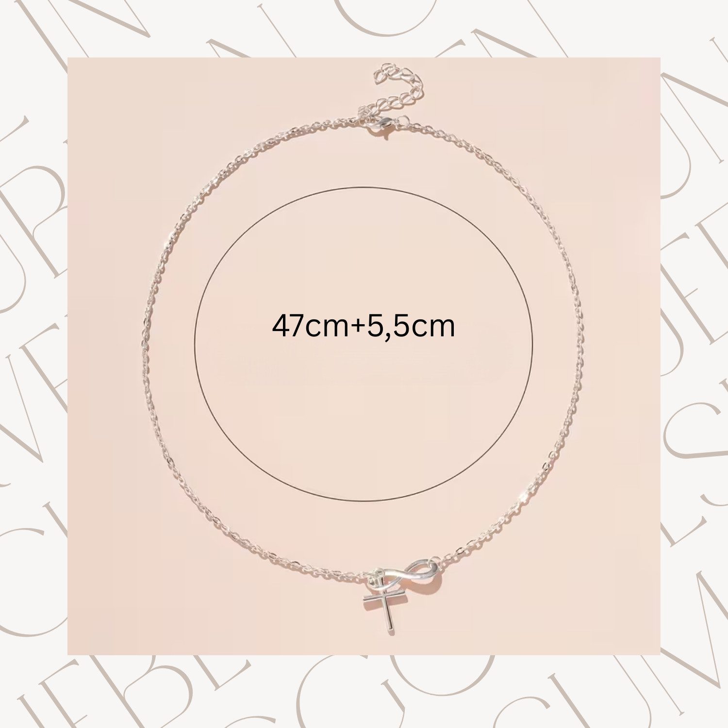 XCOAST Statementkette Infinity Damen – Unendlichkeitsschleife & Kreuz (statementkette damen silber infinity, Geschenkidee), Silber, elegant minimalistisch