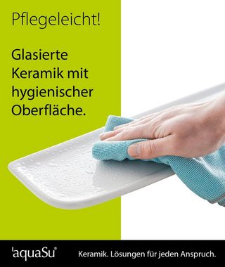 aquaSu Badregal, Spiegelablage 1-tlg., 60 cm, Weiß, Sanitär-Keramik, Überlaufschutz, Bohrmontage, 021401