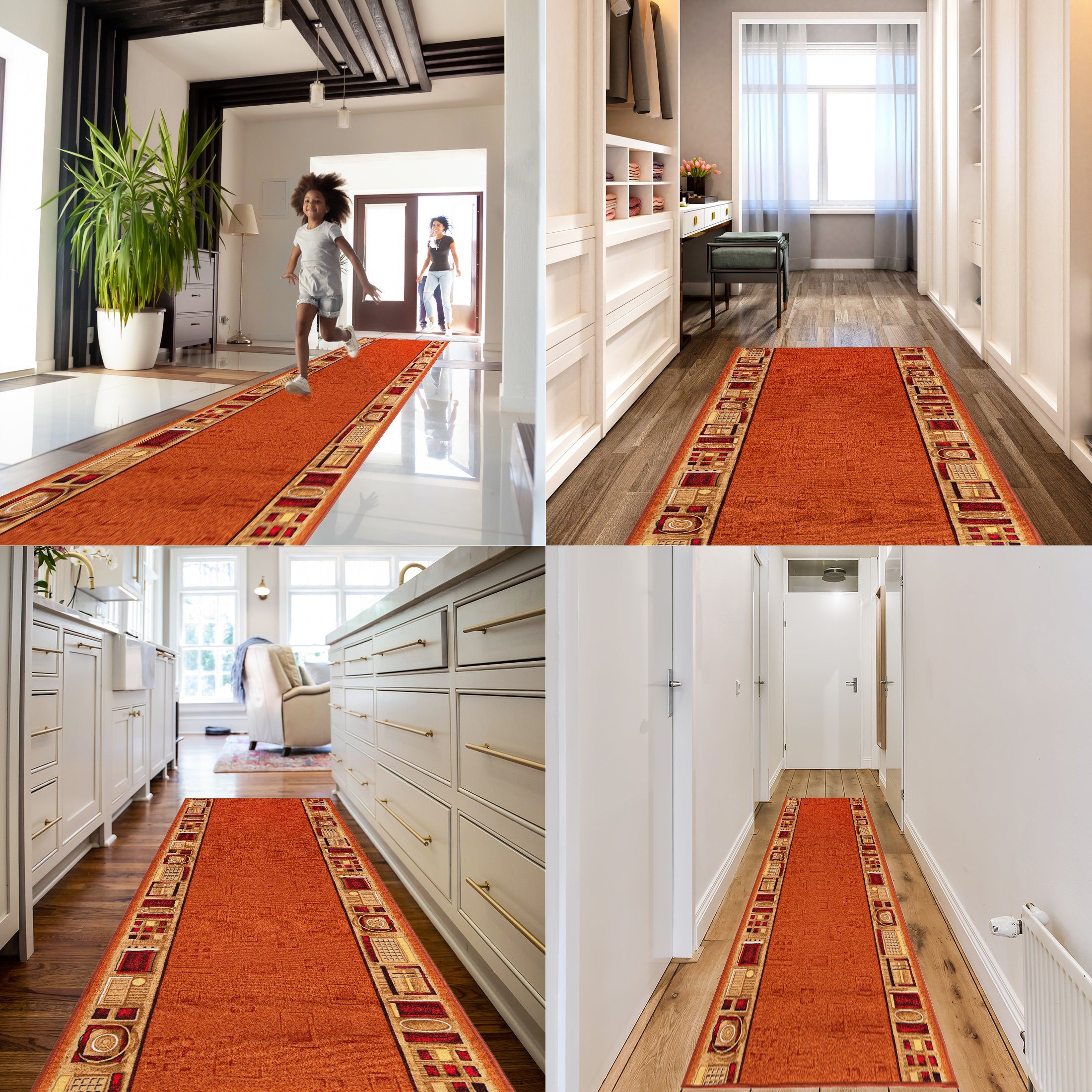 Mazovia Läufer Läufer Teppichläufer Brücke - Vorzimmer Küche - Terracotta R günstig online kaufen