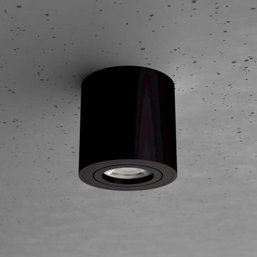 linovum LED Aufbaustrahler 4 x runde Aufbauleuchten CORI in matt schwarz & schwenkbar, Leuchtmittel nicht inklusive, Leuchtmittel nicht inklusive