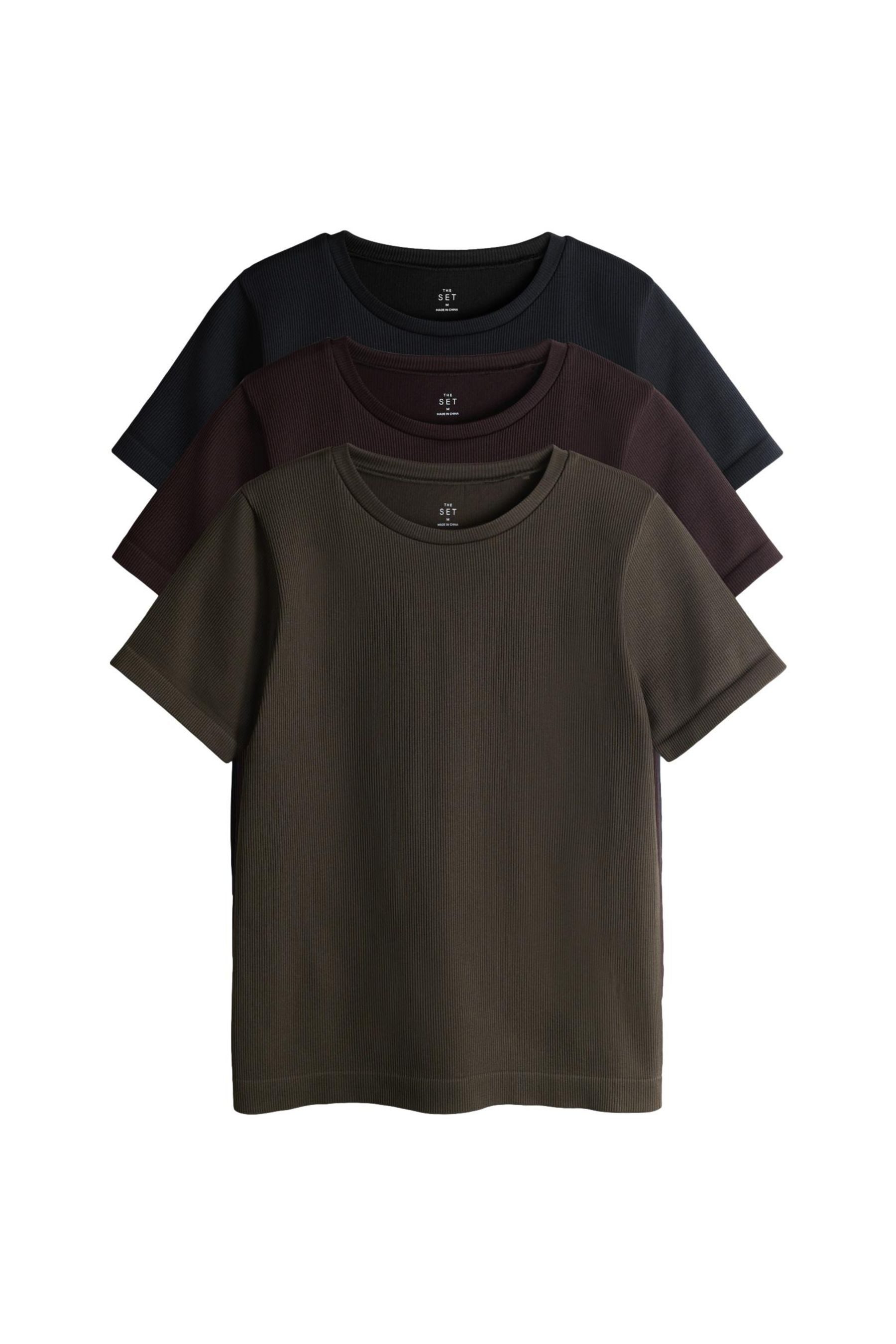 The Set Trainingsshirt The Set gerippte Active Sports T-Shirts, 3er-Pack (3-tlg)