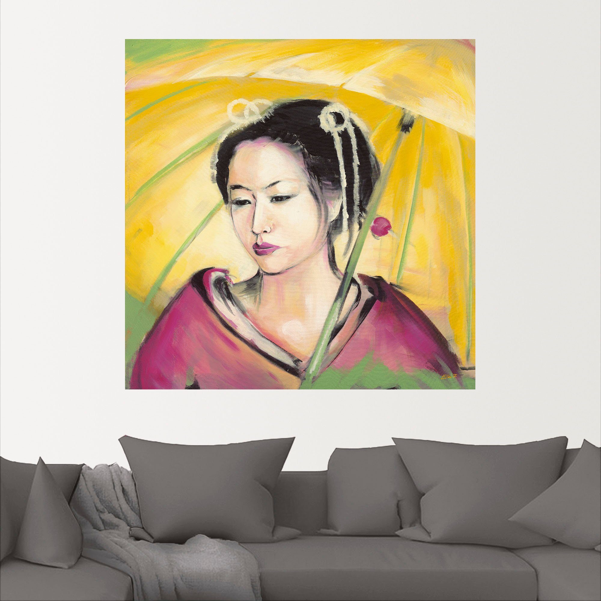 oder Geisha, in Alubild, als Artland Frau Leinwandbild, Größen St), Poster (1 Wandbild Wandaufkleber versch.