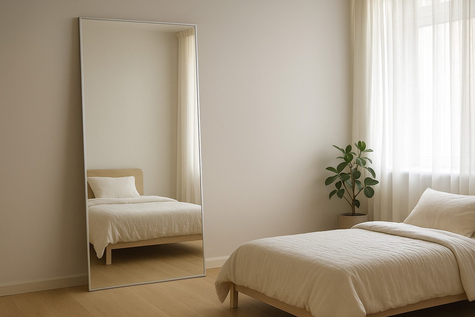 BOURGH Ganzkörperspiegel MILAN großer Standspiegel 190 x 85cm - Anlehnspiegel in silber, verstärkte Rückseite für mehr Stabilität