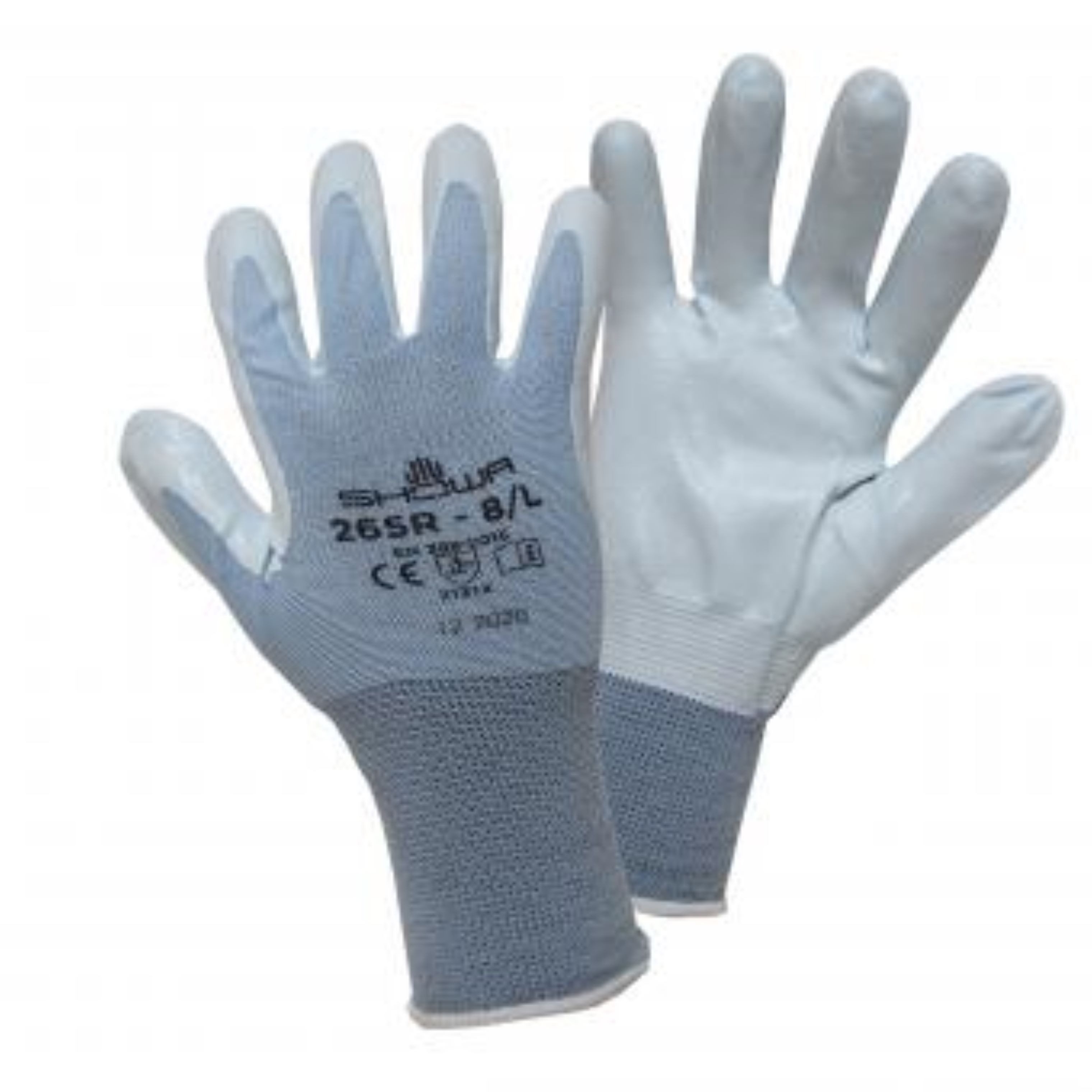 Leipold + Döhle Arbeitshandschuhe 5 Paar SHOWA 265R Feinstrickhandschuh Nylon Nitril-Beschichtung (5-St) nahtlos