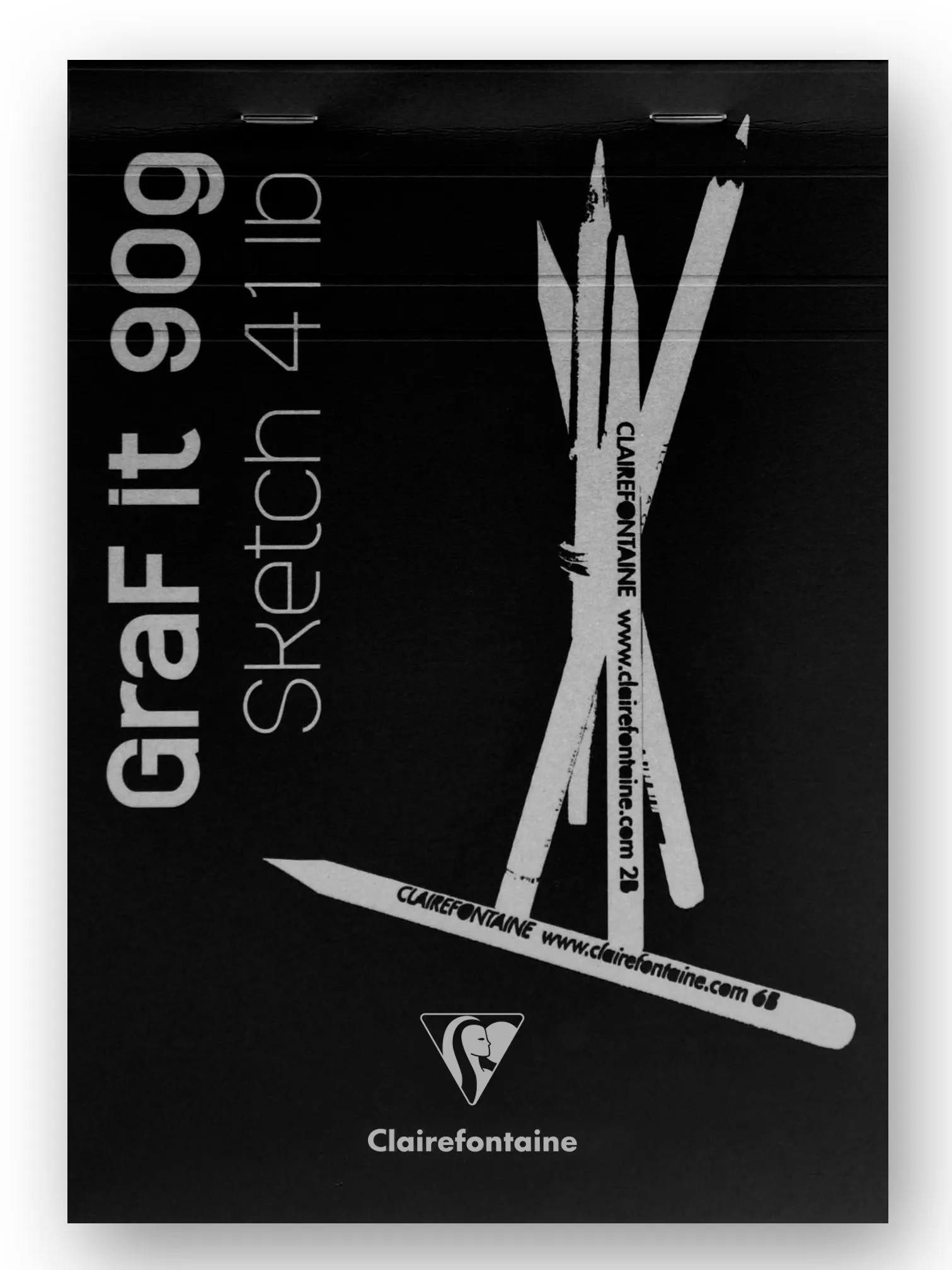 CLAIREFONTAINE Zeichenpapier 5x Skizzenblock GraF'it, DIN A6 80 Blatt Schwarz 96618C, Kunst Clairefontaine
