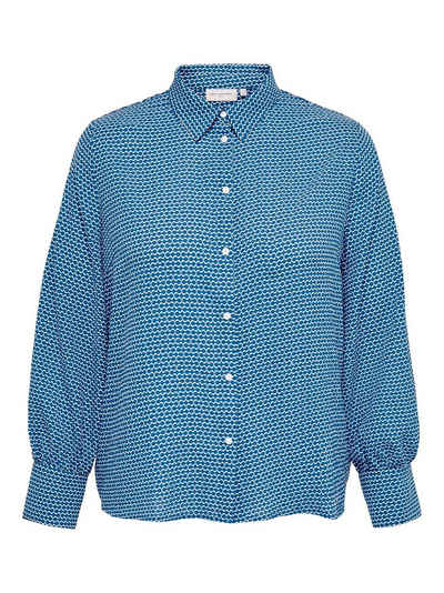 ONLY CARMAKOMA Blusenshirt Gemusterte Hemd Bluse Plus Size Übergrößen Print Tunika CARELVIRO 4570 in Blau