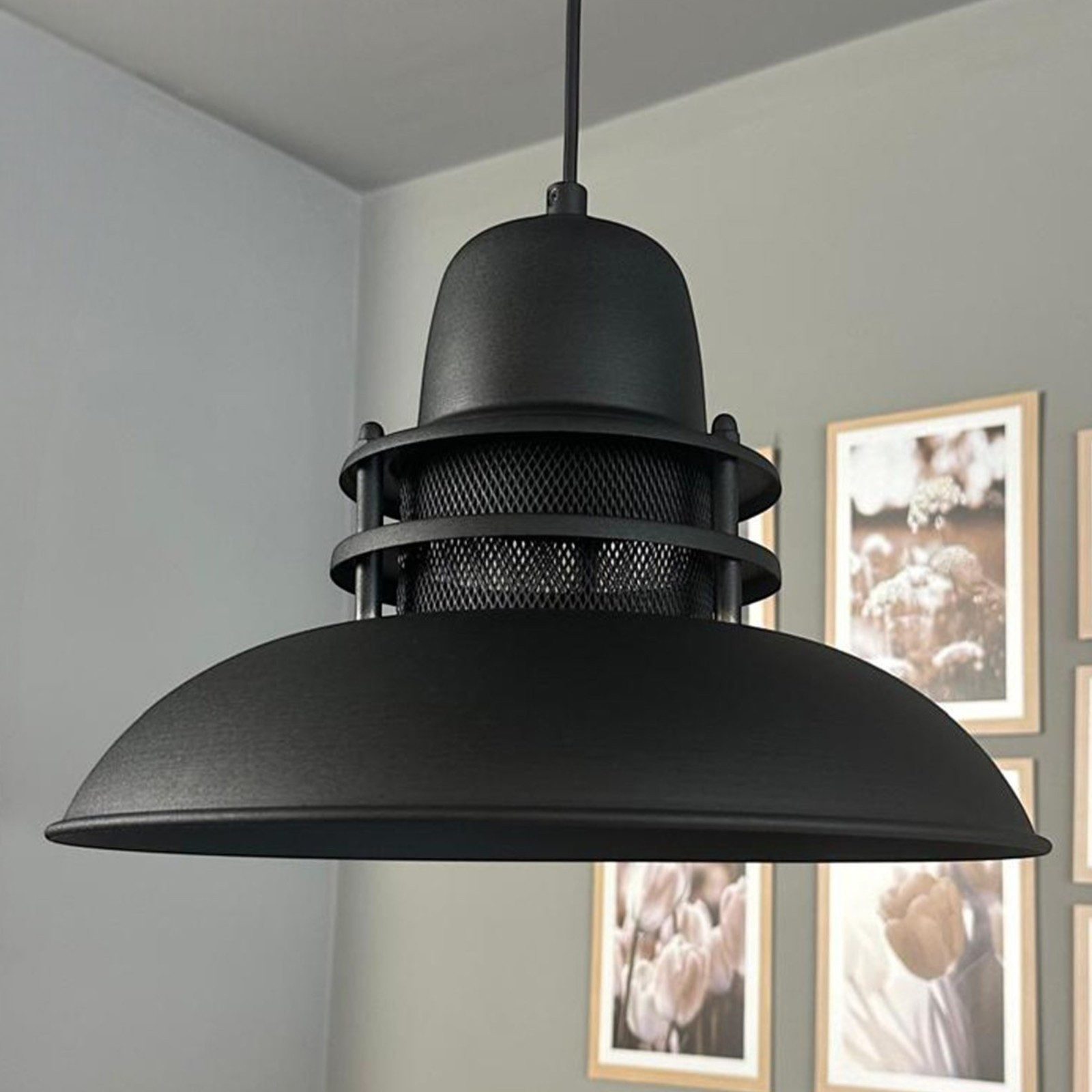 Bamyum Pendelleuchte Bamyum Hängelampe Metall Ø34 cm E27 Retro Lampe, ohne Leuchtmittel