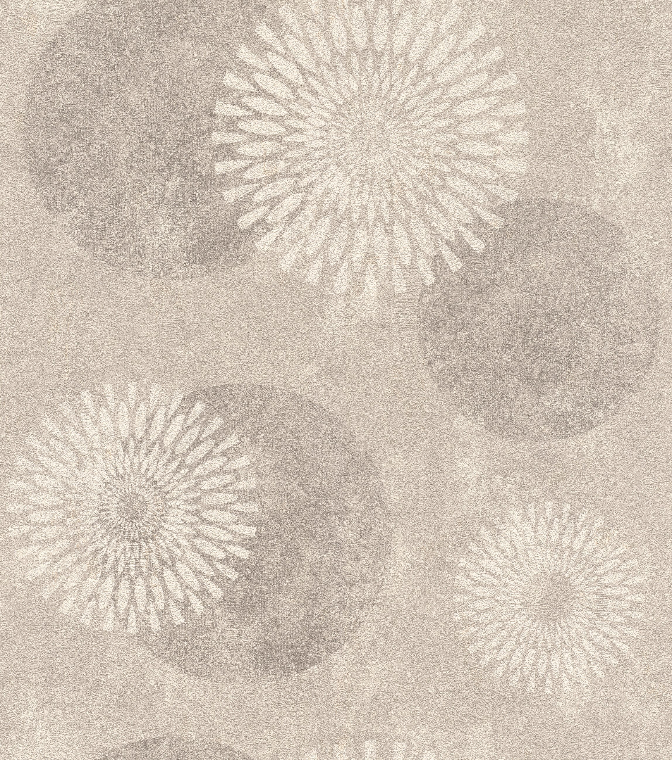 Rasch Vliestapete Grafisches Muster - Vinyltapete Beige, Betonoptik, (1 Rolle, 1 St., 10,05 m x 0,53 m), gute Lichtbeständigkeit, feucht abwischbar, restlos abziehbar