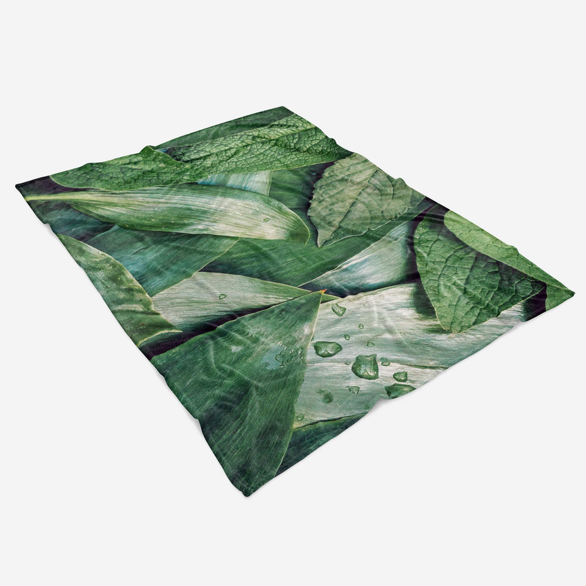 Kuns, Blätter Art Handtuch (1-St), Fotomotiv Saunatuch Strandhandtuch Baumwolle-Polyester-Mix mit Sinus Grüne Kuscheldecke Handtuch Handtücher