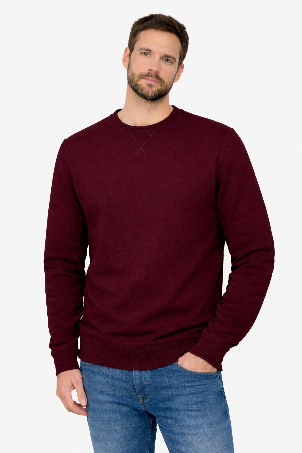 Smith & Solo Sweatshirt Herren, Pullover Baumwolle Loose Fit, Langarm, unifarben
