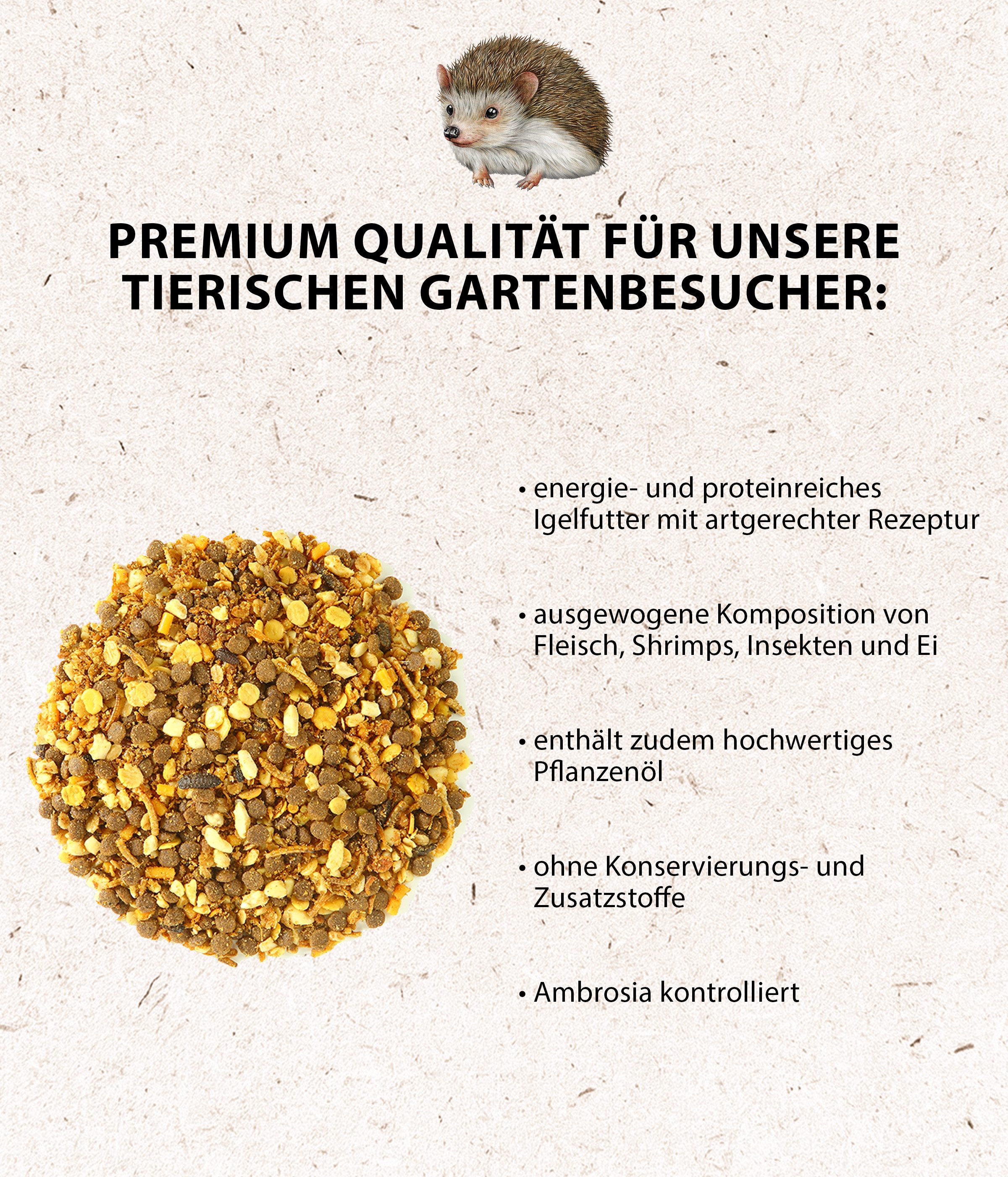 Dehner Natura Premium Igel-Spezial, Trockenfutter, 1.5 kg, Hauptfutter für: Igel, artgerechtes Alleinfutter