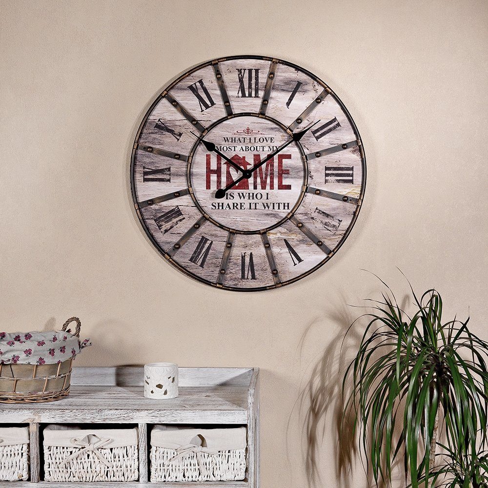 Melko Wanduhr XXL Designer Wanduhr aus Holz in Braun Analog Deko Groß Küche günstig online kaufen