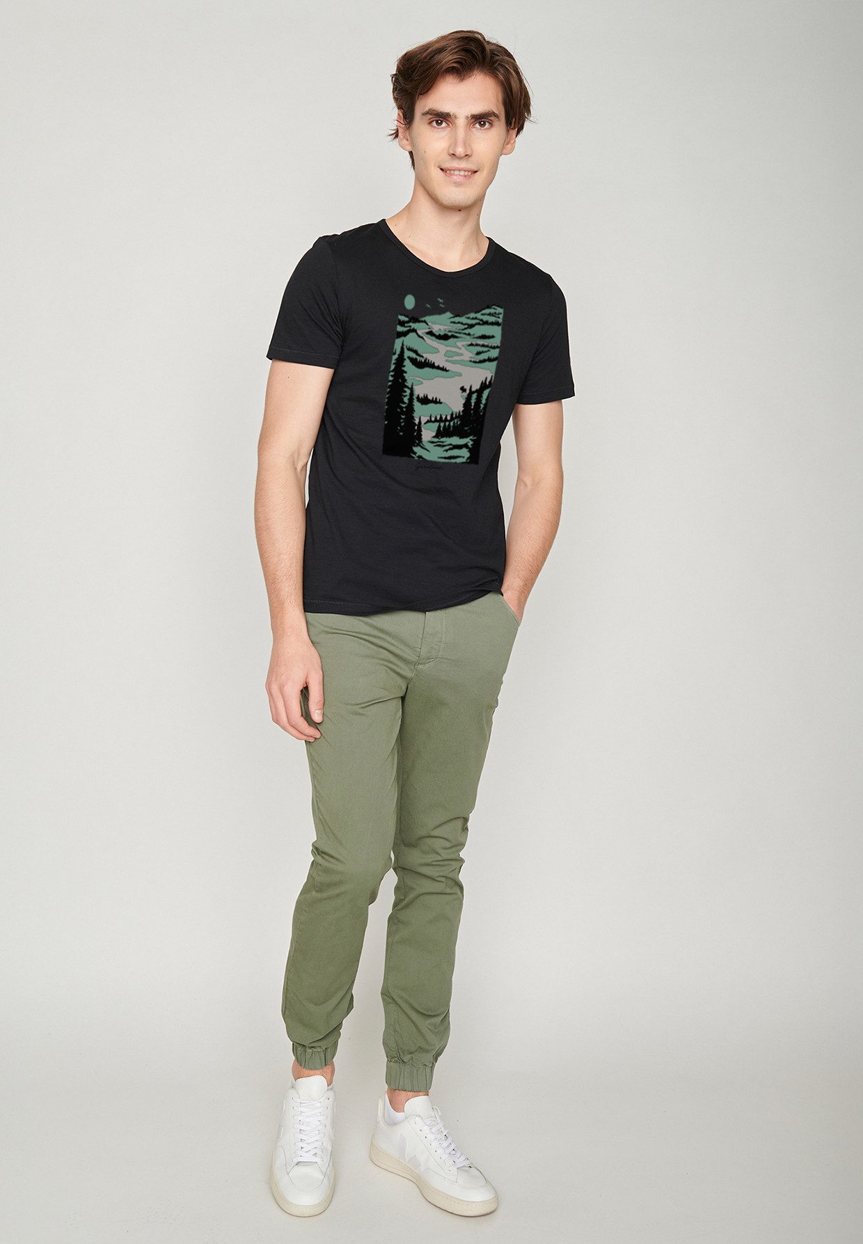 GreenBomb T-Shirt Spice Nature Lakeside Motiv Natur (1-tlg., 1) Rundhalsausschnitt, Bio-Baumwolle, GOTS Zertifiziert